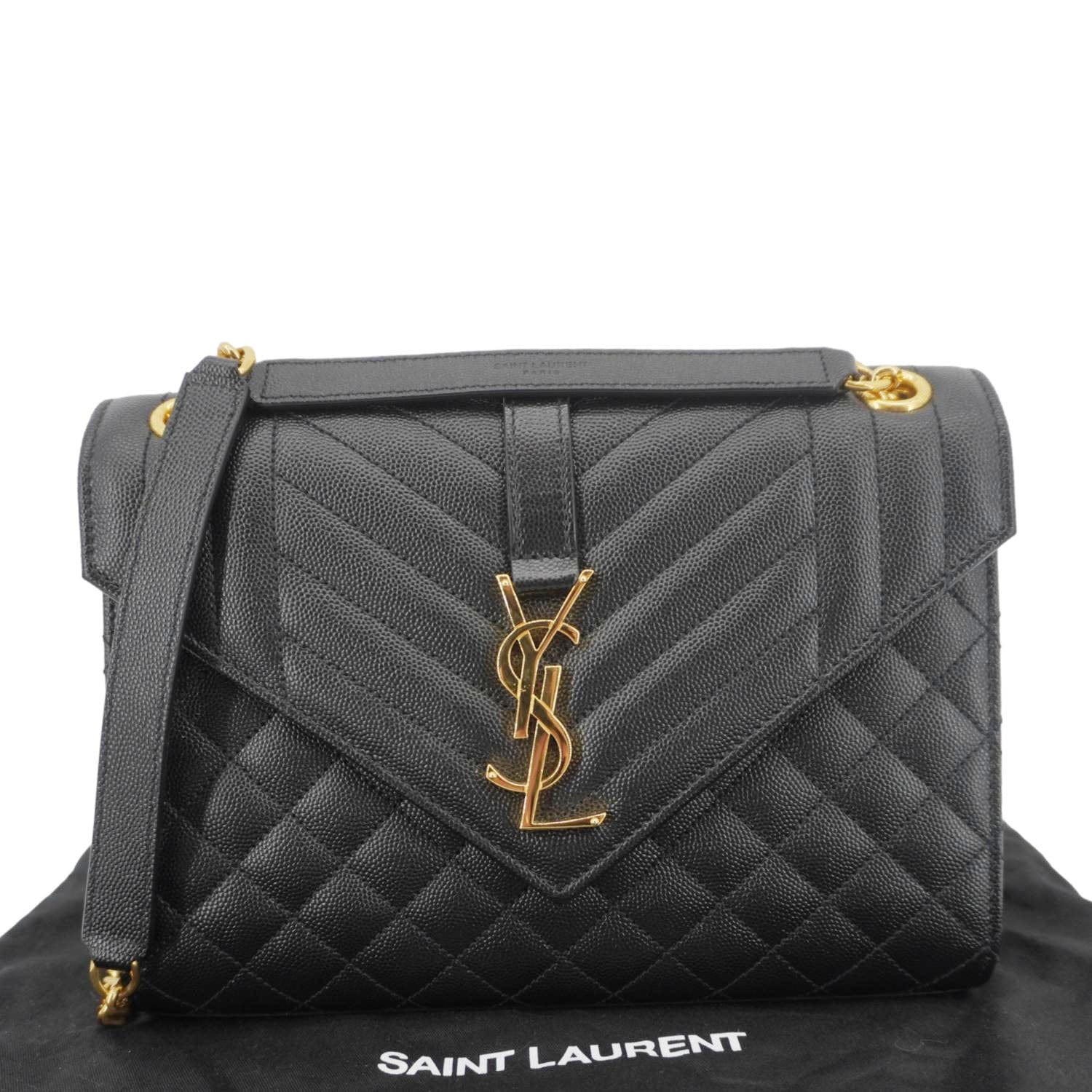YSL Saint Laurent Yves Envelope Grain De Poudre Shoulder Bag Leather Black Medium Envelope Medium 5
