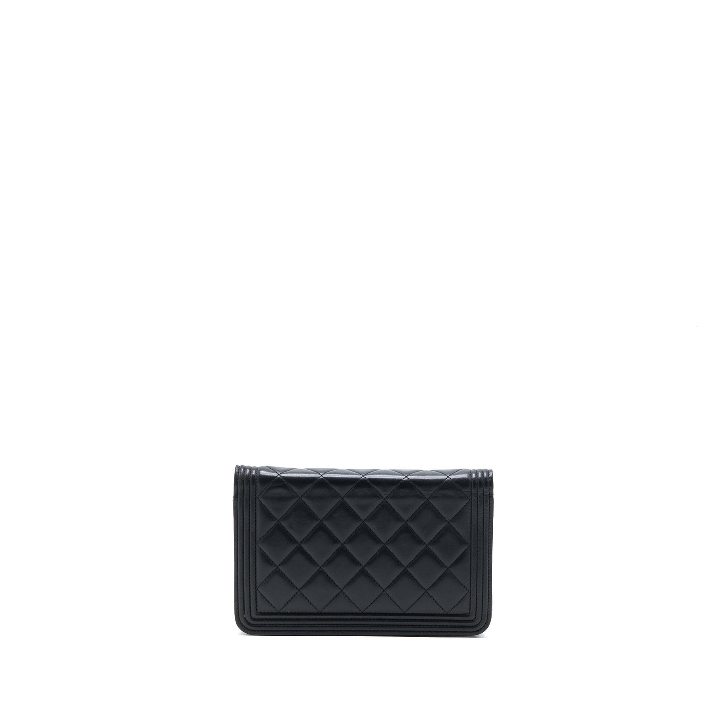 Chanel Boy On Lambskin SHW Black Wallet Case
