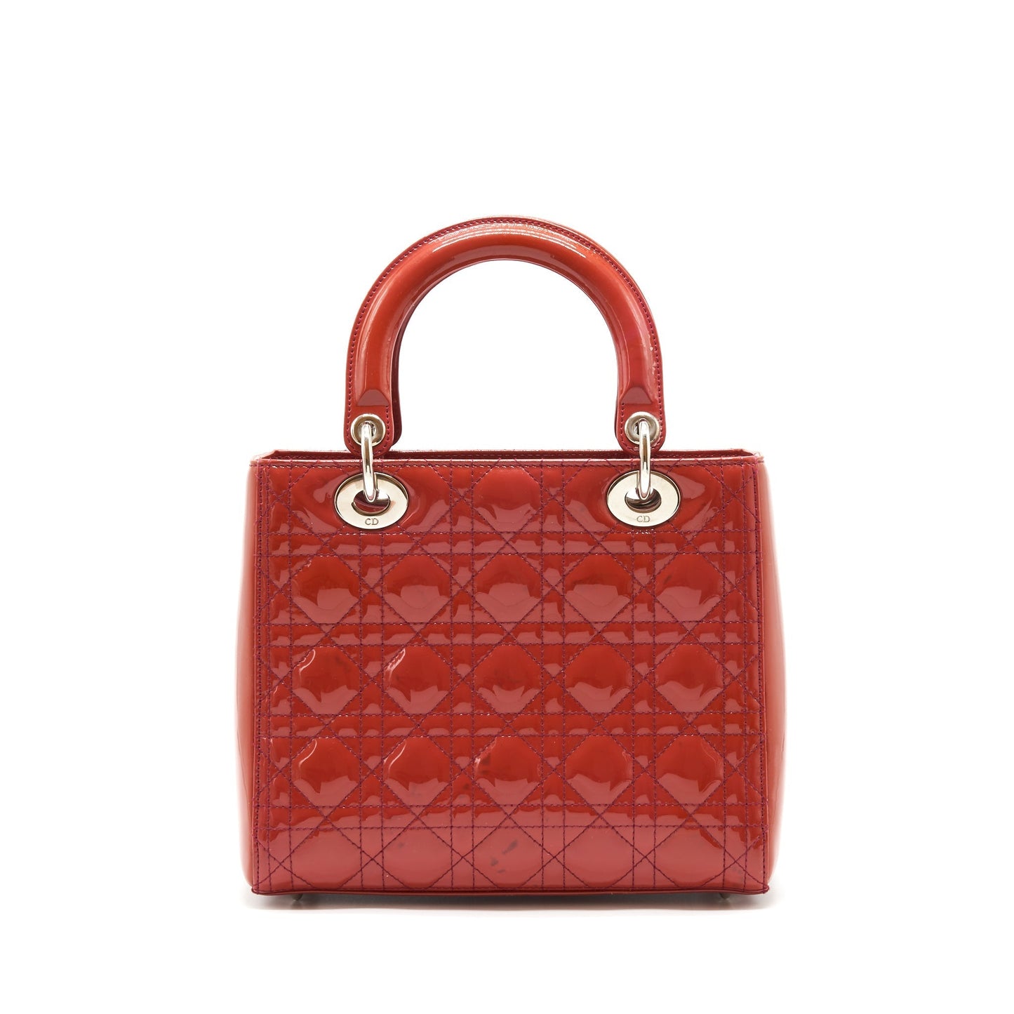 Dior Lady Patent Coral Handbag Pink Medium Travel Bag