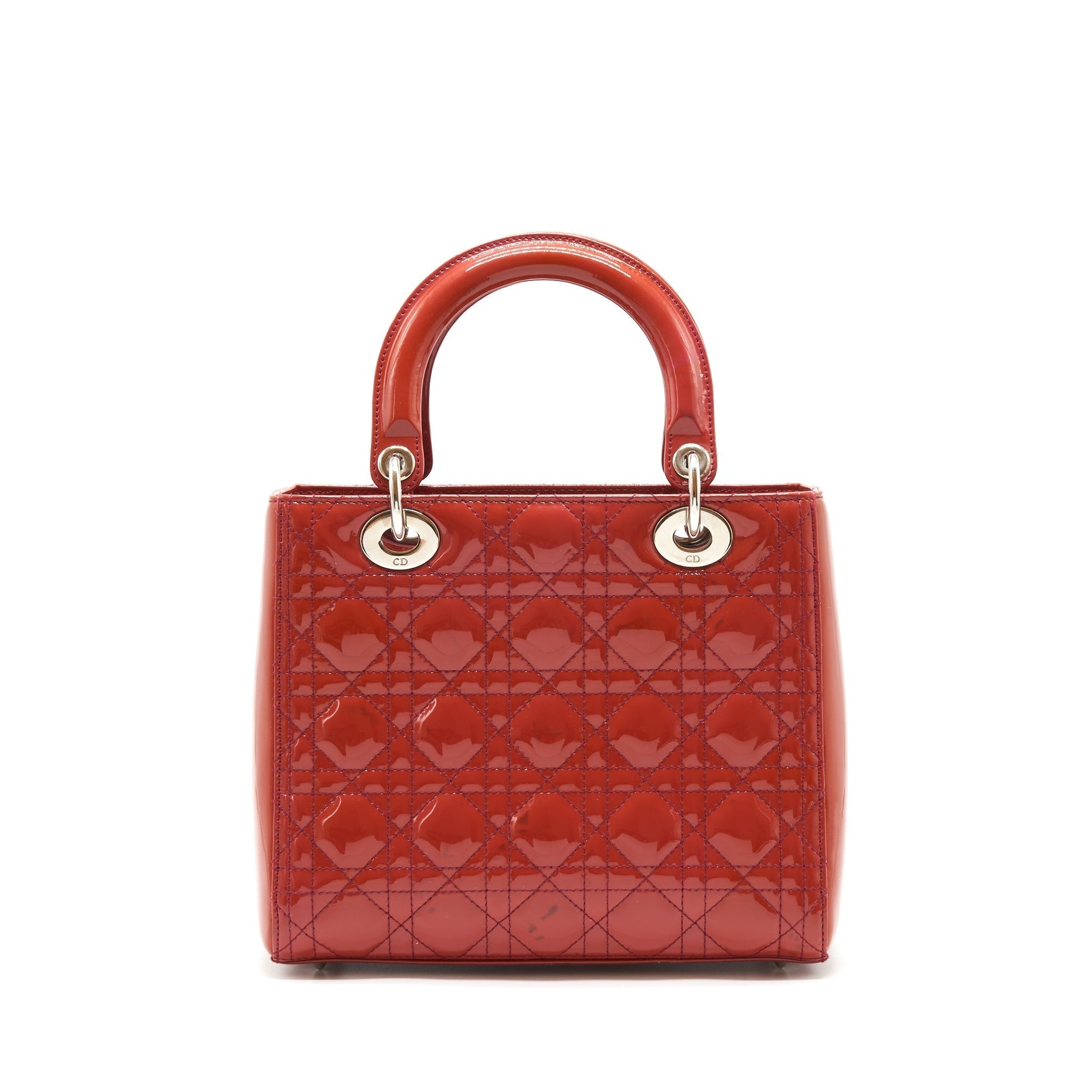 Dior Lady Patent Coral Handbag Pink Medium Travel Bag