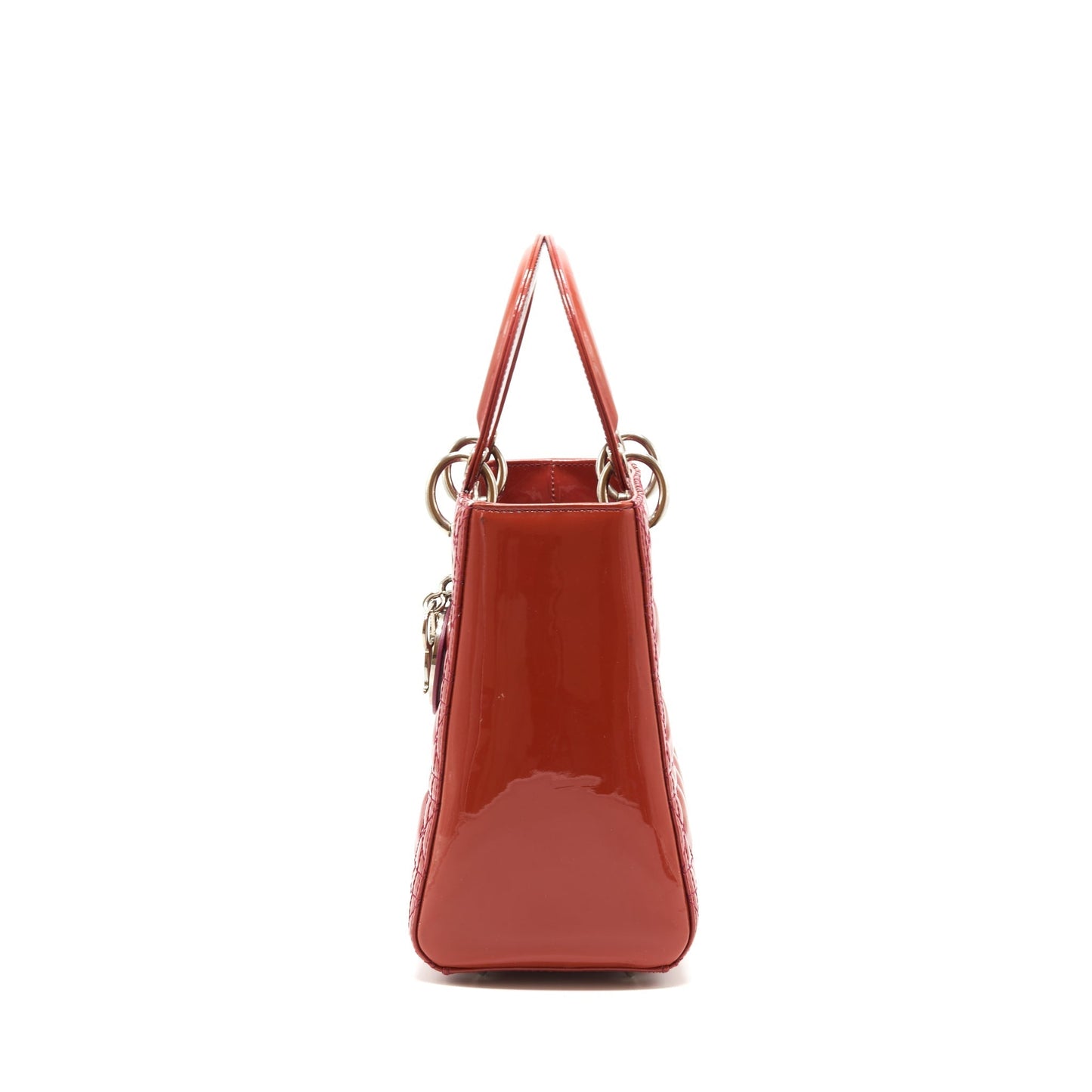 Dior Lady Patent Coral Handbag Pink Medium Travel Bag