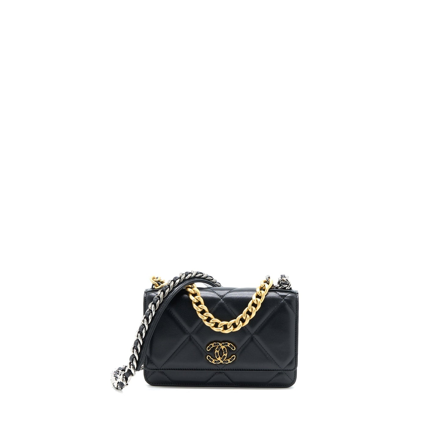 Chanel 19 On Lambskin Hardware Microchip Multicolour Black Wallet Case Hardware Microchip