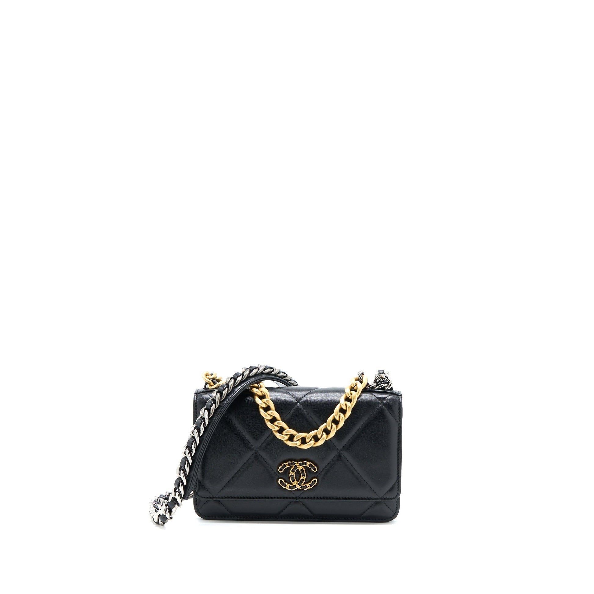 Chanel 19 On Lambskin Hardware Microchip Multicolour Black Wallet Case Hardware Microchip