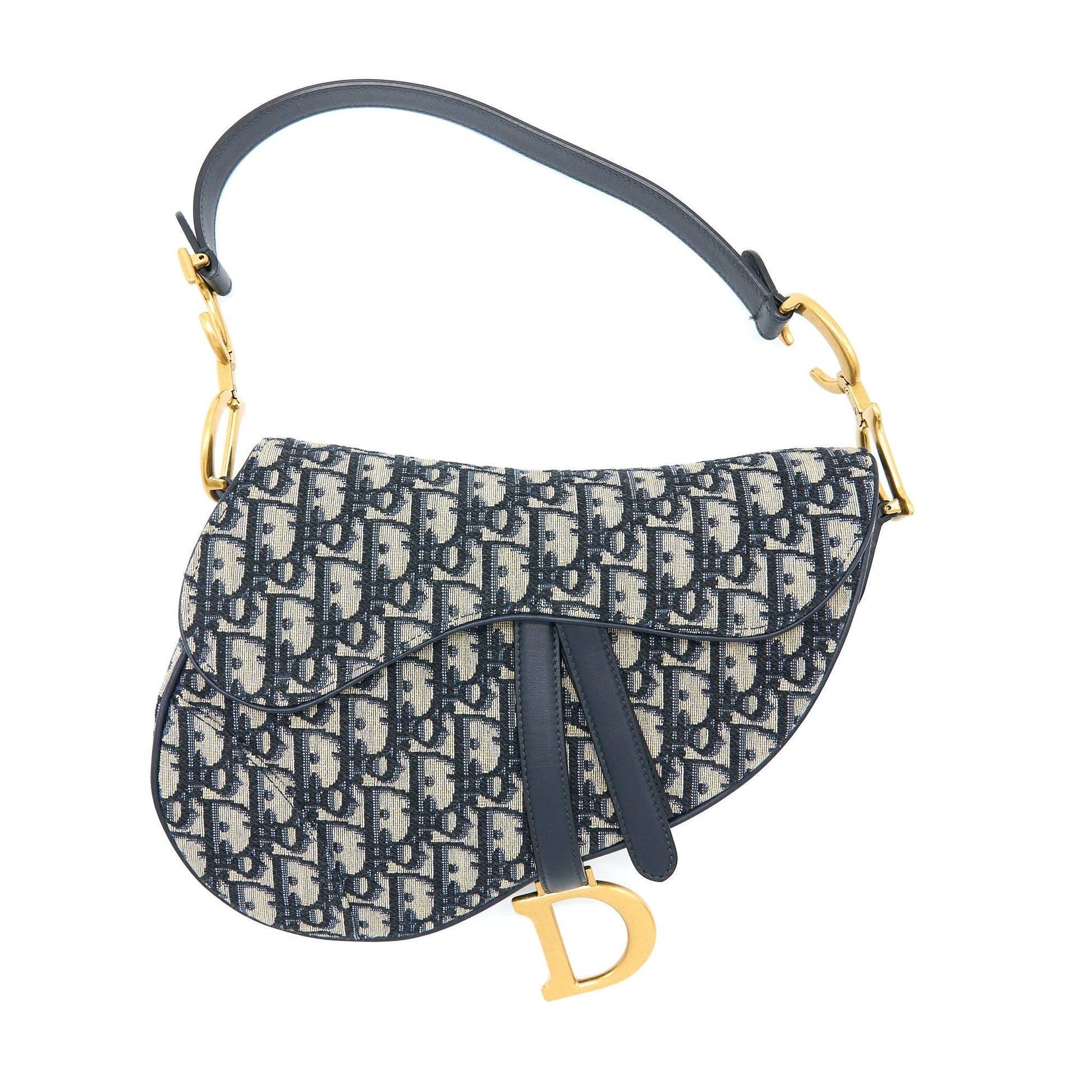 Dior Saddle Purse Oblique Jacquard Handbag Blue Medium Travel Bag Jacquard Handbag