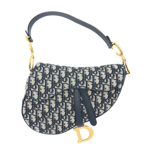 Dior Saddle Purse Oblique Jacquard Handbag Blue Medium Travel Bag Jacquard Handbag