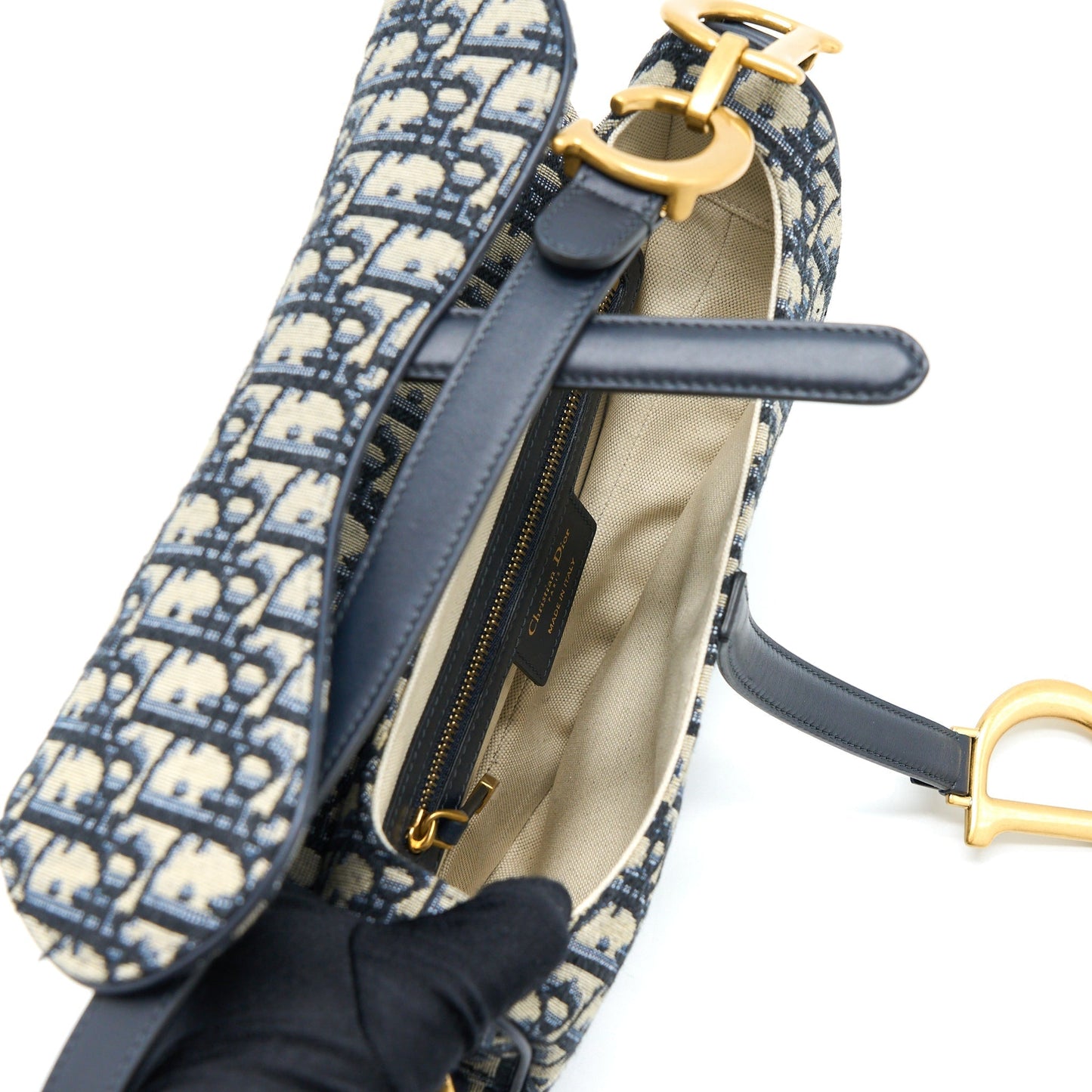 Dior Saddle Purse Oblique Jacquard Handbag Blue Medium Travel Bag Jacquard Handbag