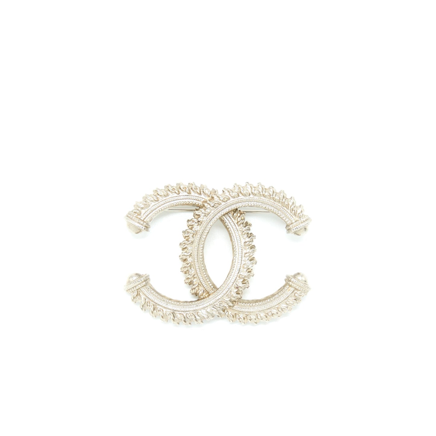 Chanel CC Logo Brooch Brushed Light Tone Gold Handbag