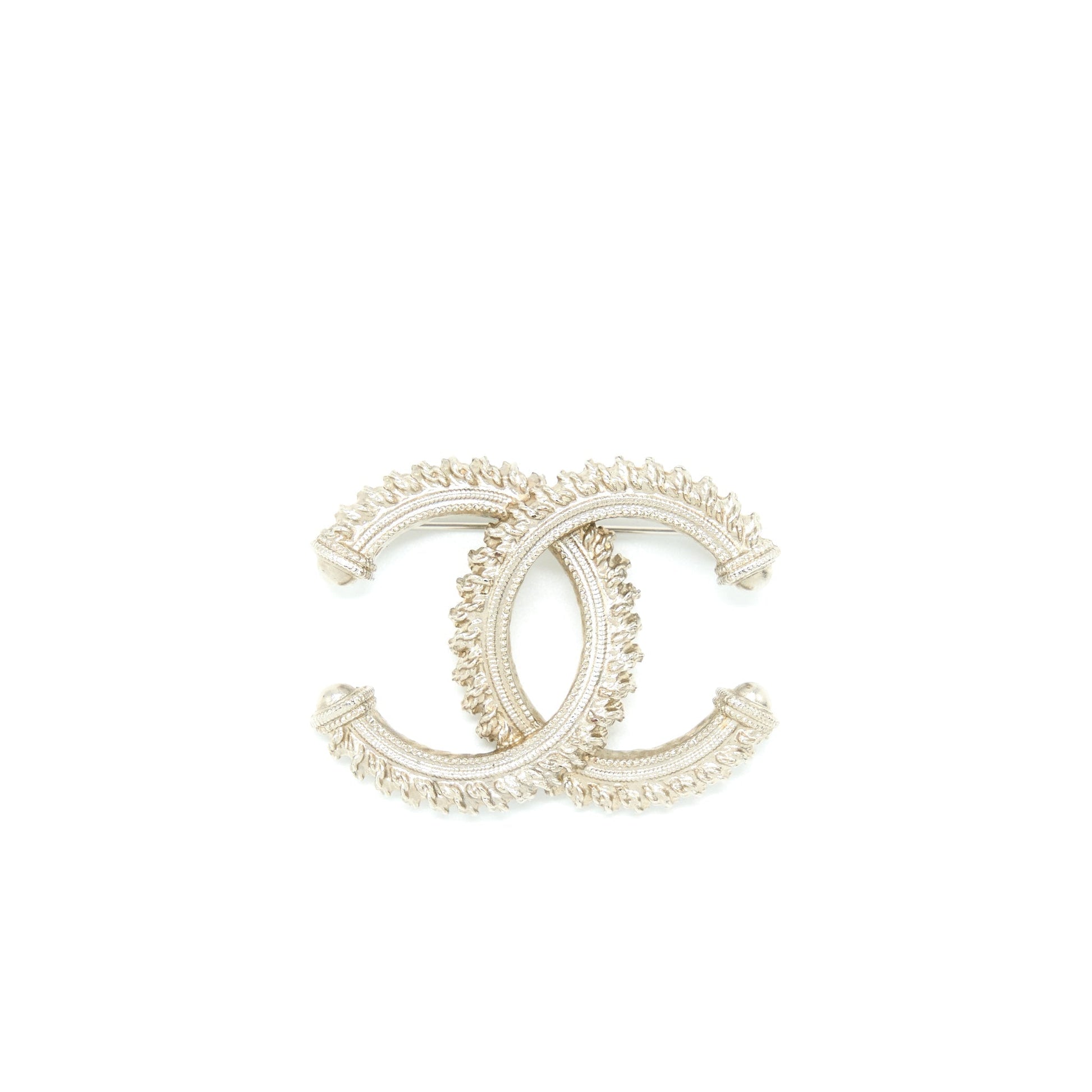 Chanel CC Logo Brooch Brushed Light Tone Gold Handbag