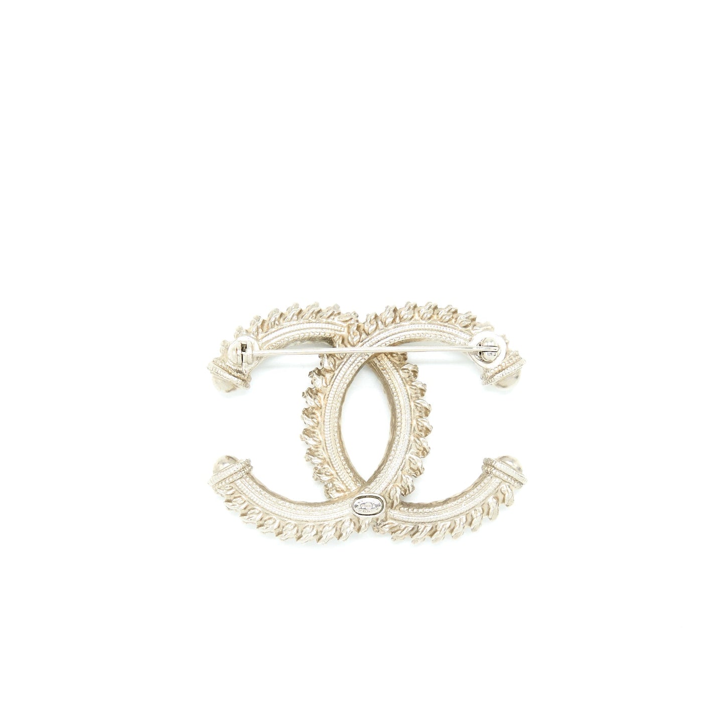 Chanel CC Logo Brooch Brushed Light Tone Gold Handbag