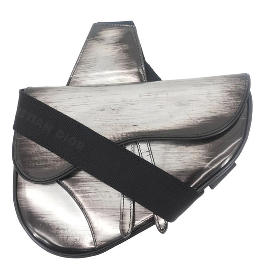 Dior Saddle Crossbody Bag Leather Silver