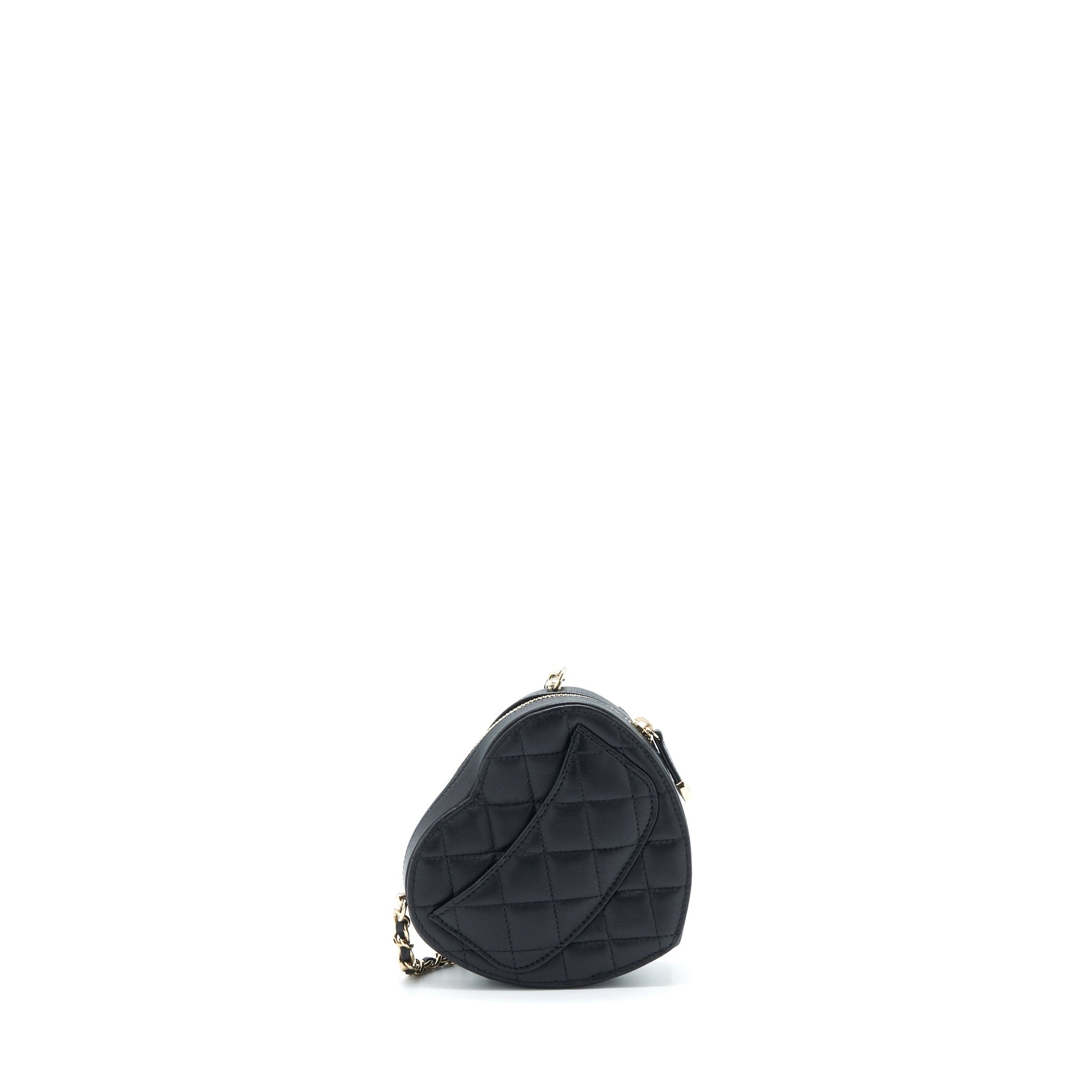 Chanel 22S Heart Lambskin LGHW Black Small Handbag