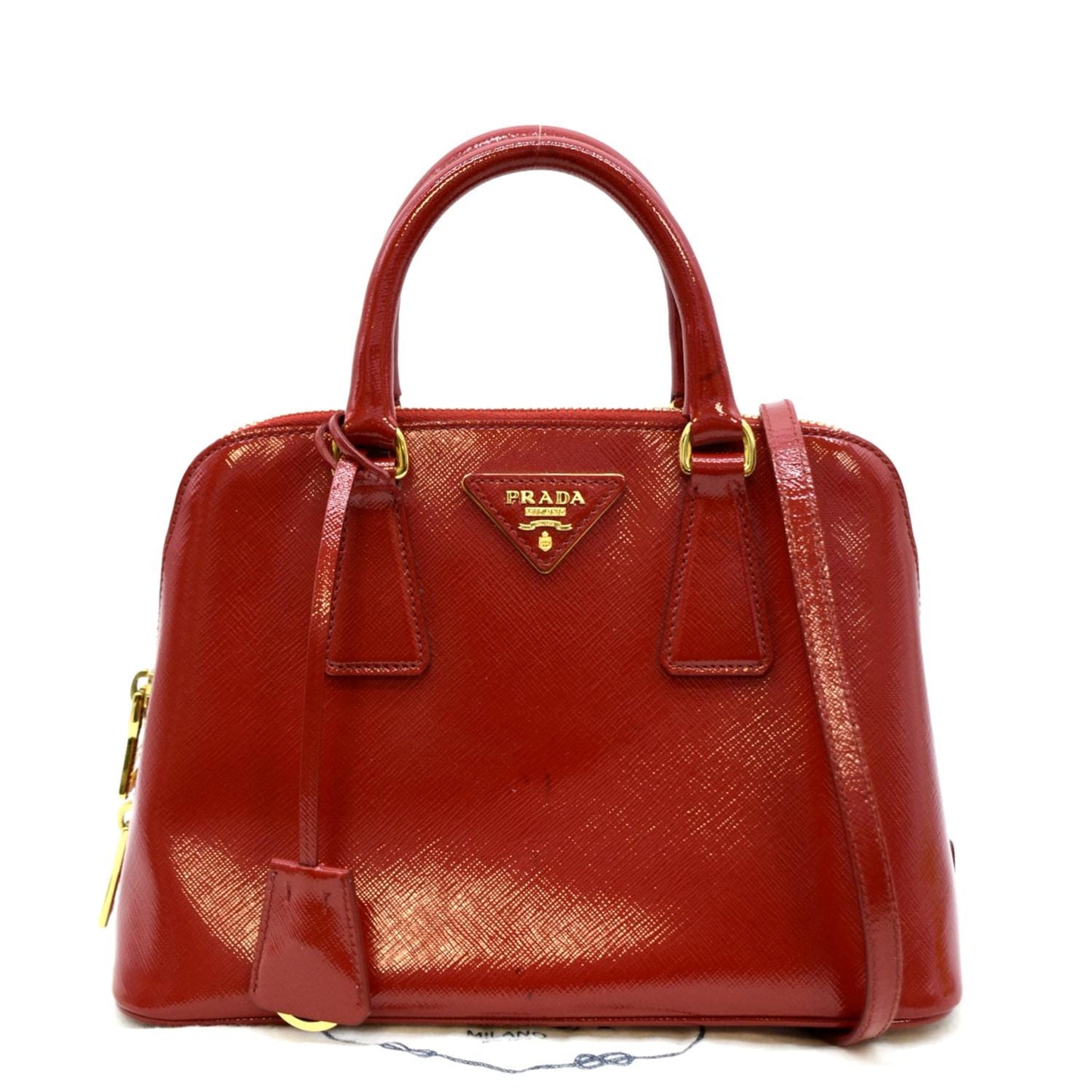 Promenade Saffiano Patent Shoulder Bag Leather Red