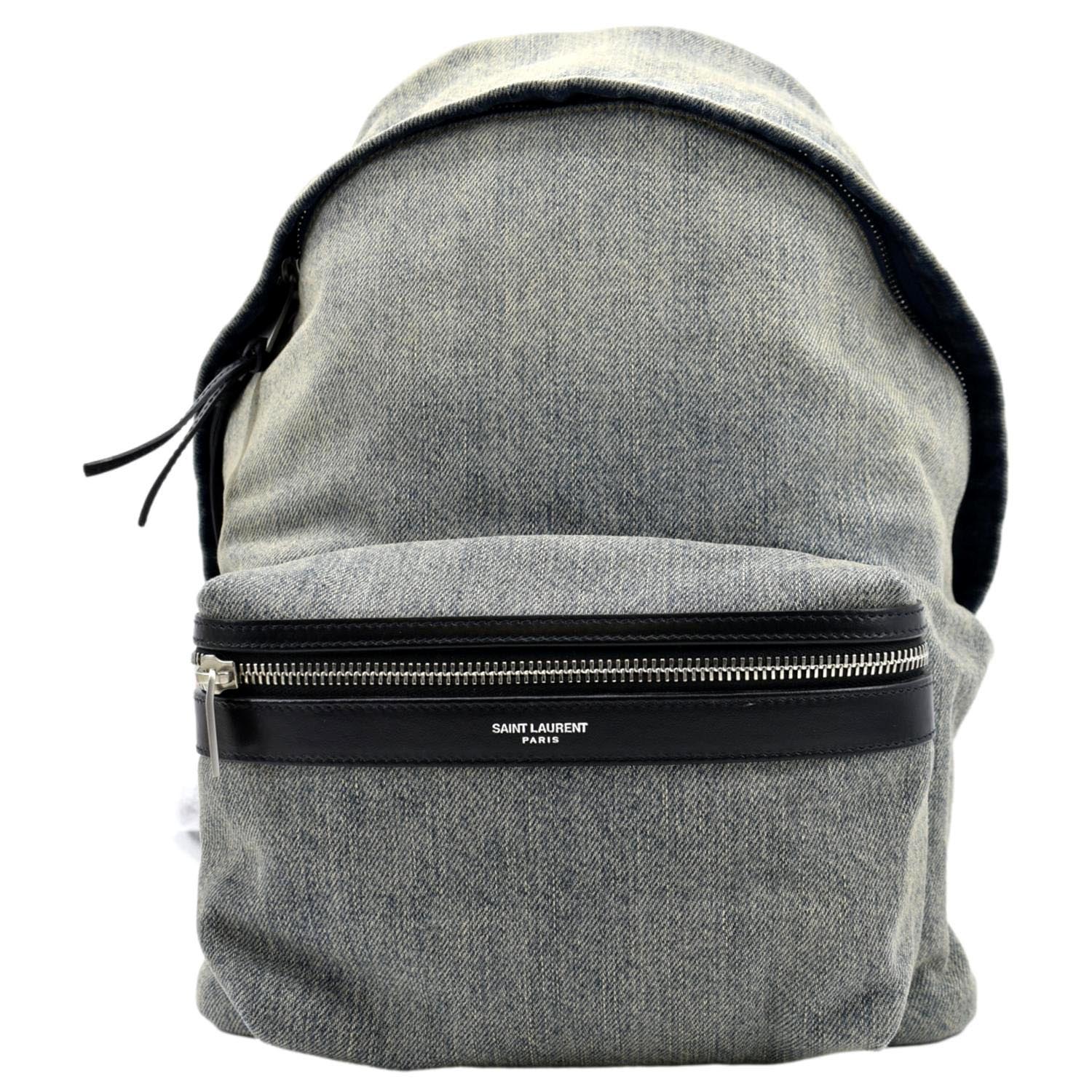 YSL Saint Laurent Saint Backpack Bag Gray Denim