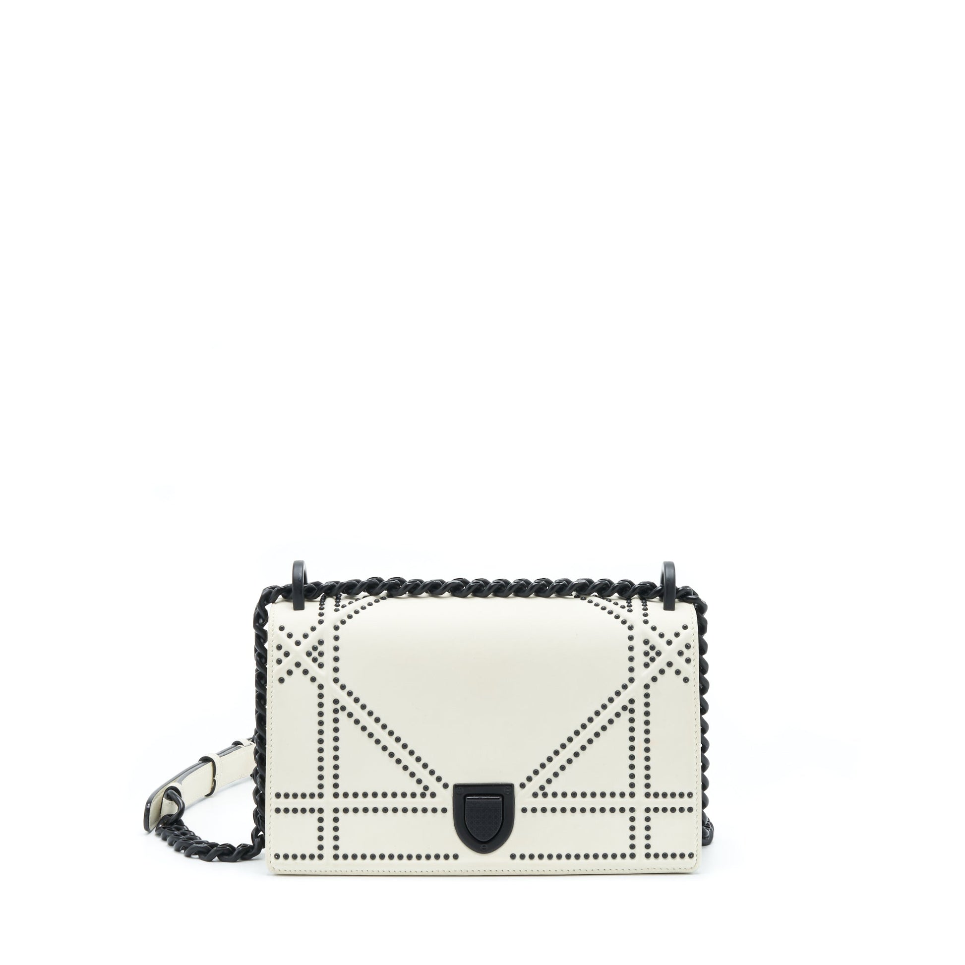 Dior Studded ama With Hardware Handbag Black White Travel Bag