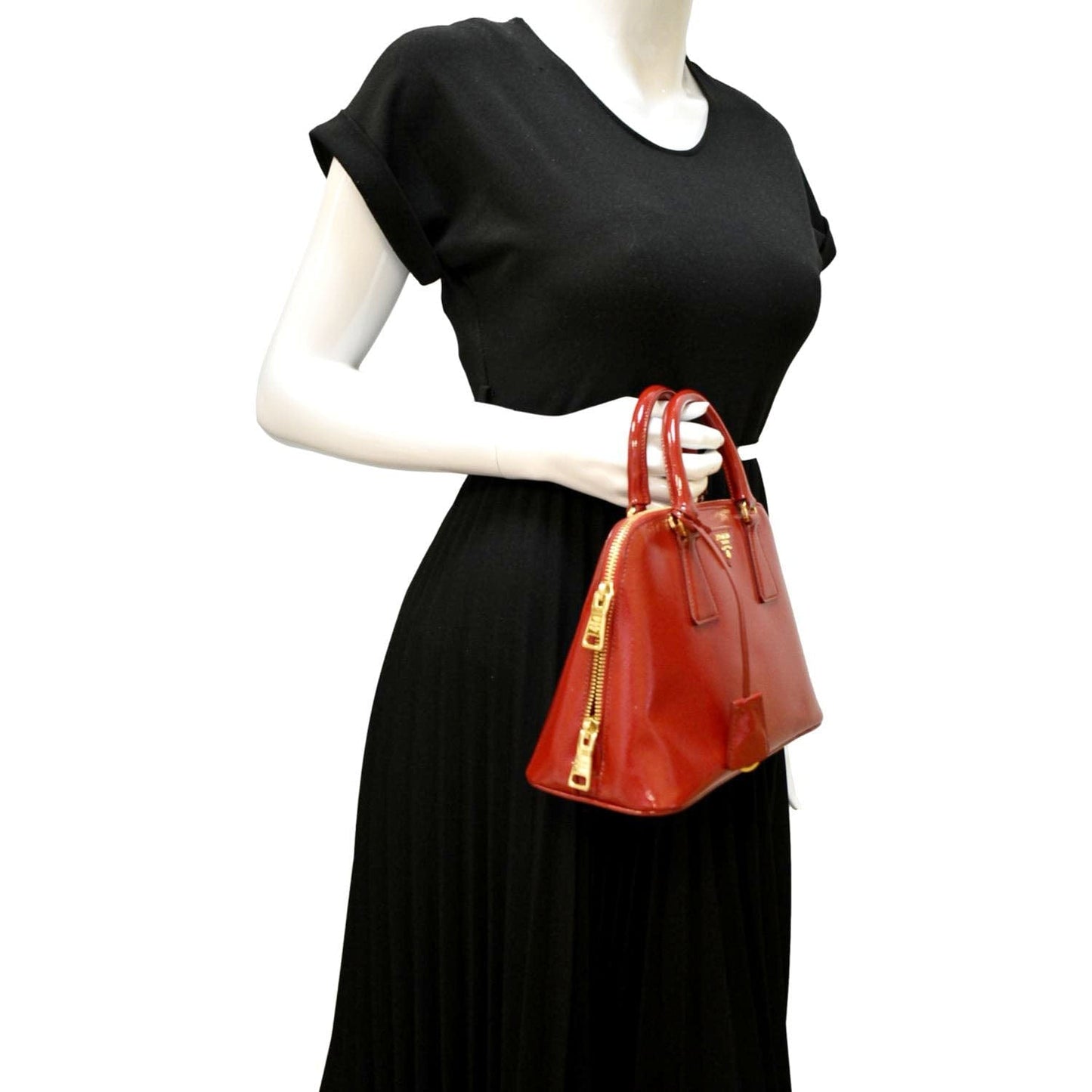 Prada Promenade Shoulder Bag Leather Patent Saffiano
