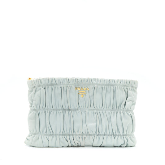 Prada Nappa Gaufre Clutch Light Handbag Blue Clutch Bag