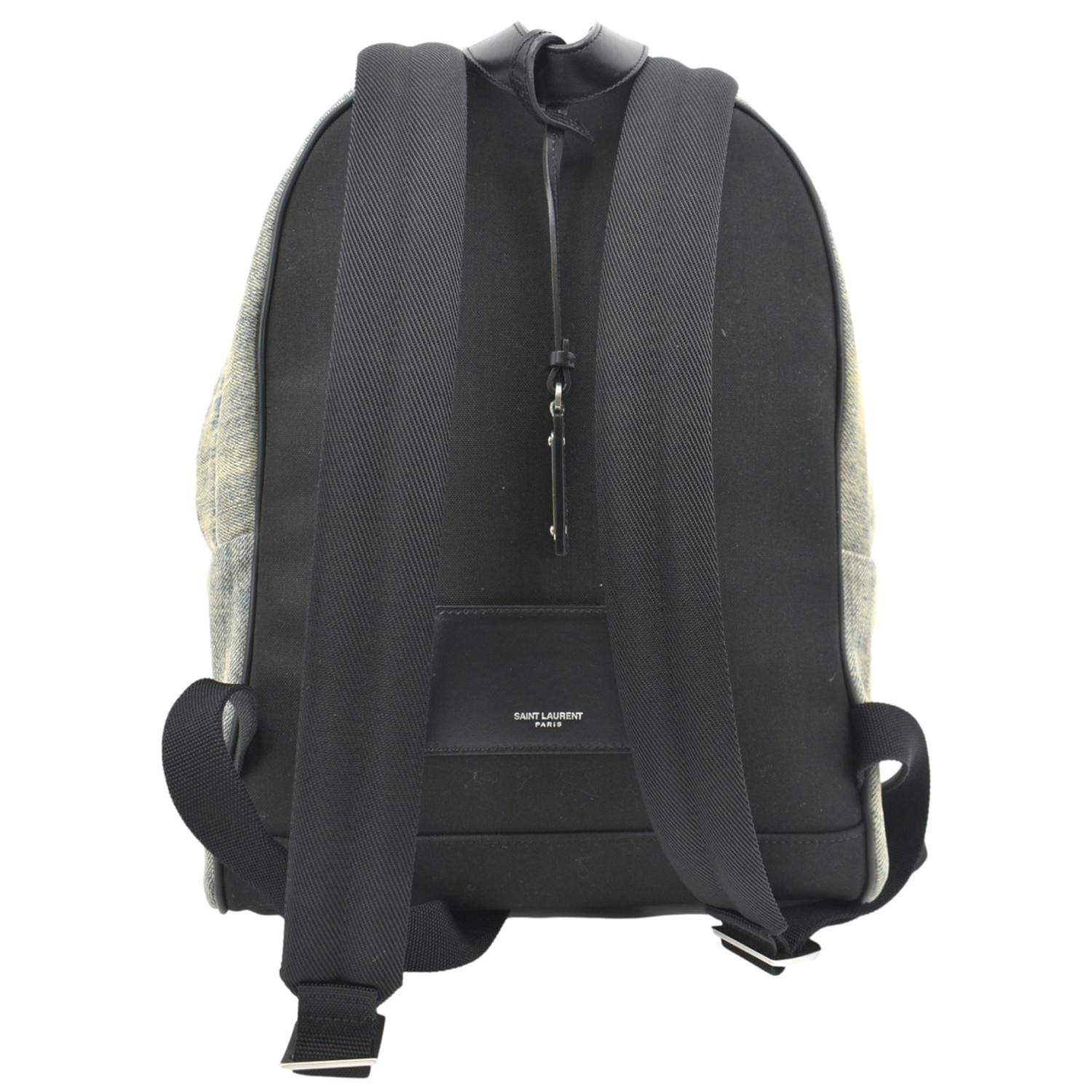 YSL Saint Laurent Yves Backpack Bag Denim Gray