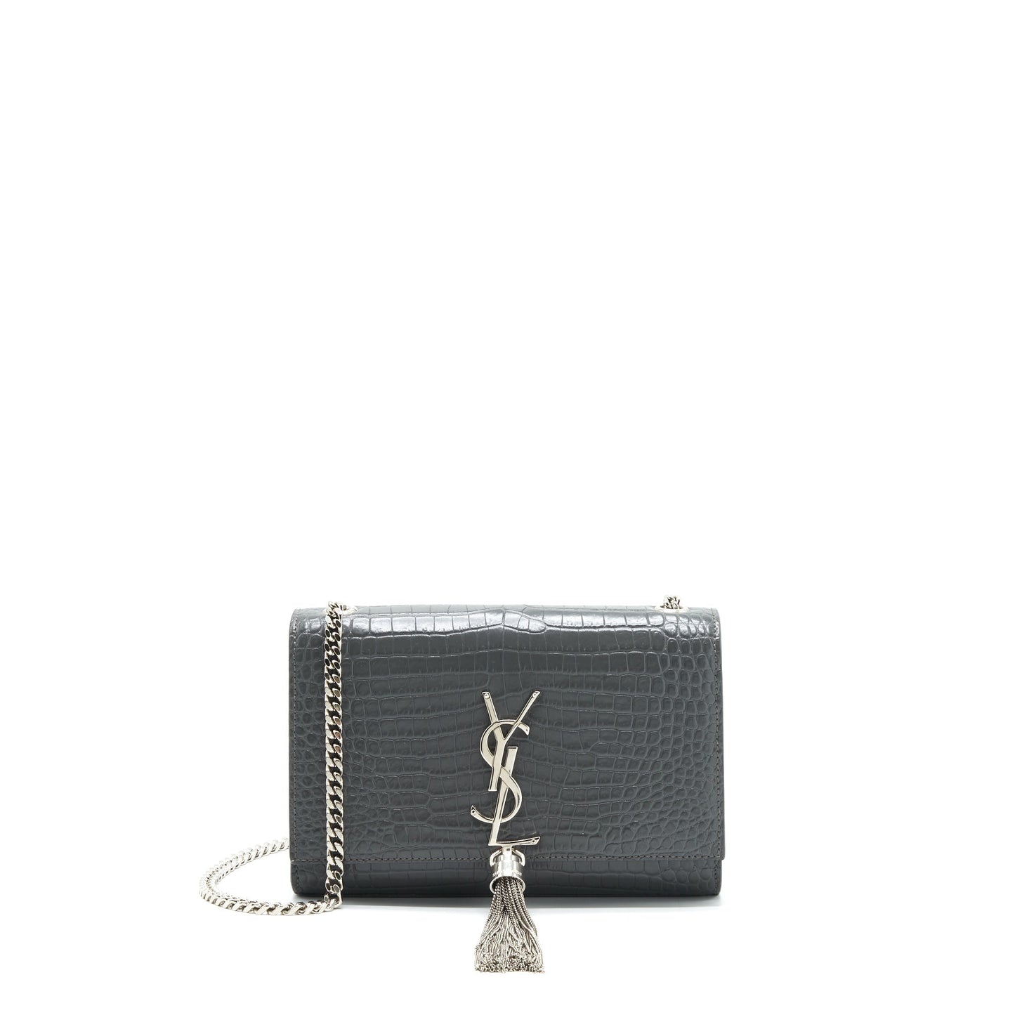 YSL Saint Laurent Saint Laurent Kate Tassel Crocodile Embossed Calfskin Travel Bag