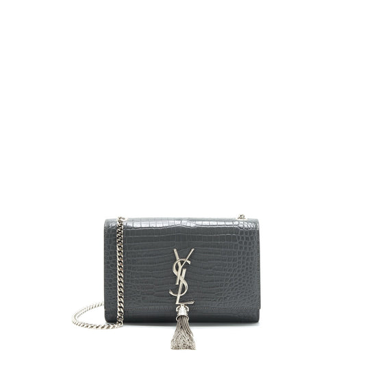 YSL Saint Laurent Saint Laurent Kate Tassel Crocodile Embossed Calfskin Travel Bag