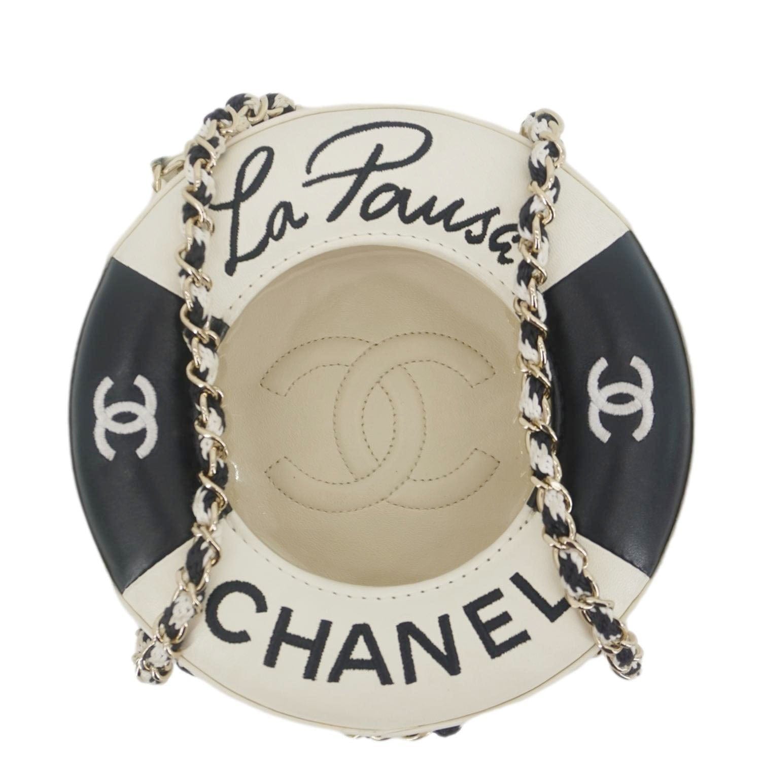 Chanel Coco Lifesaver Round Leather White Travel Bag