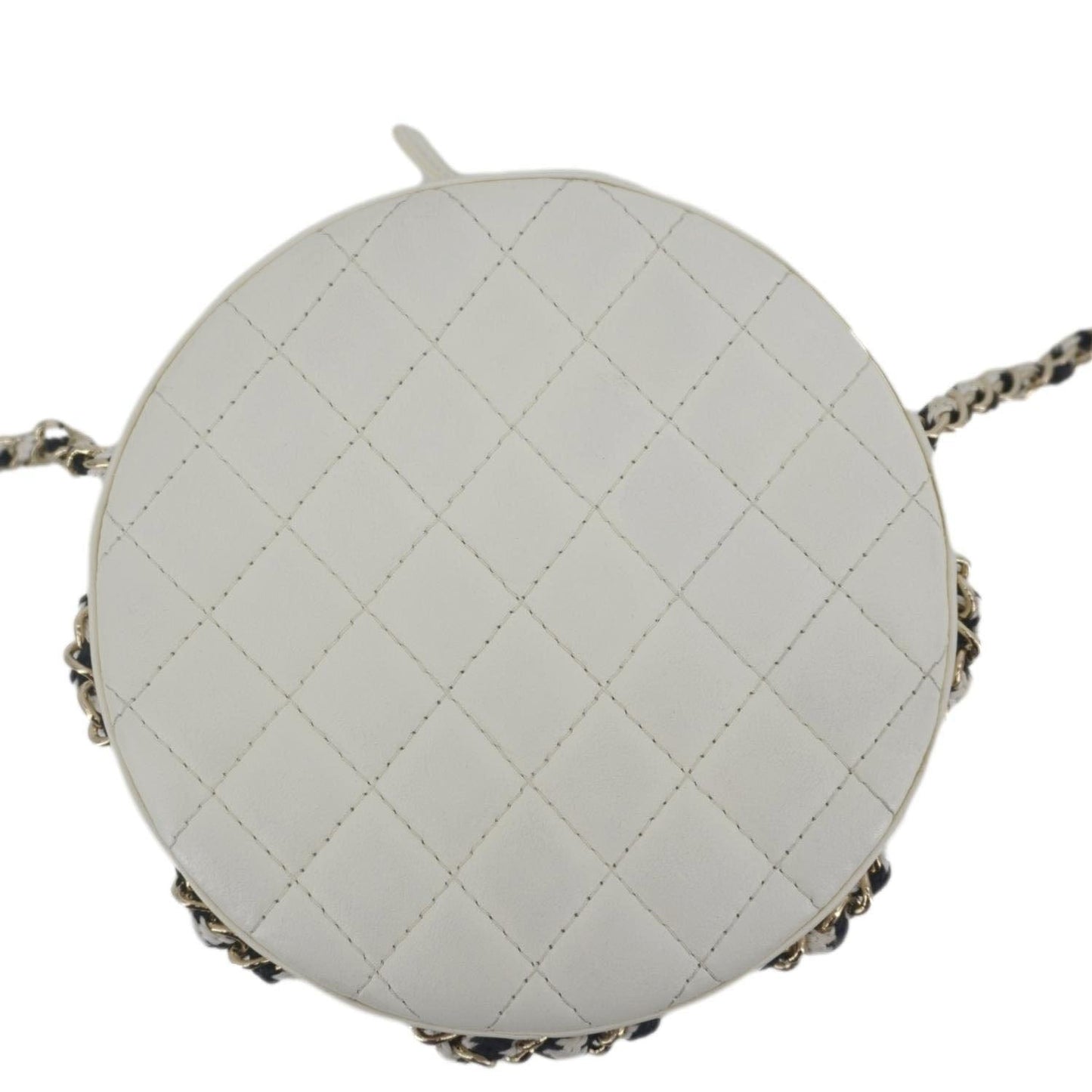Chanel Coco Lifesaver Round Leather White Travel Bag