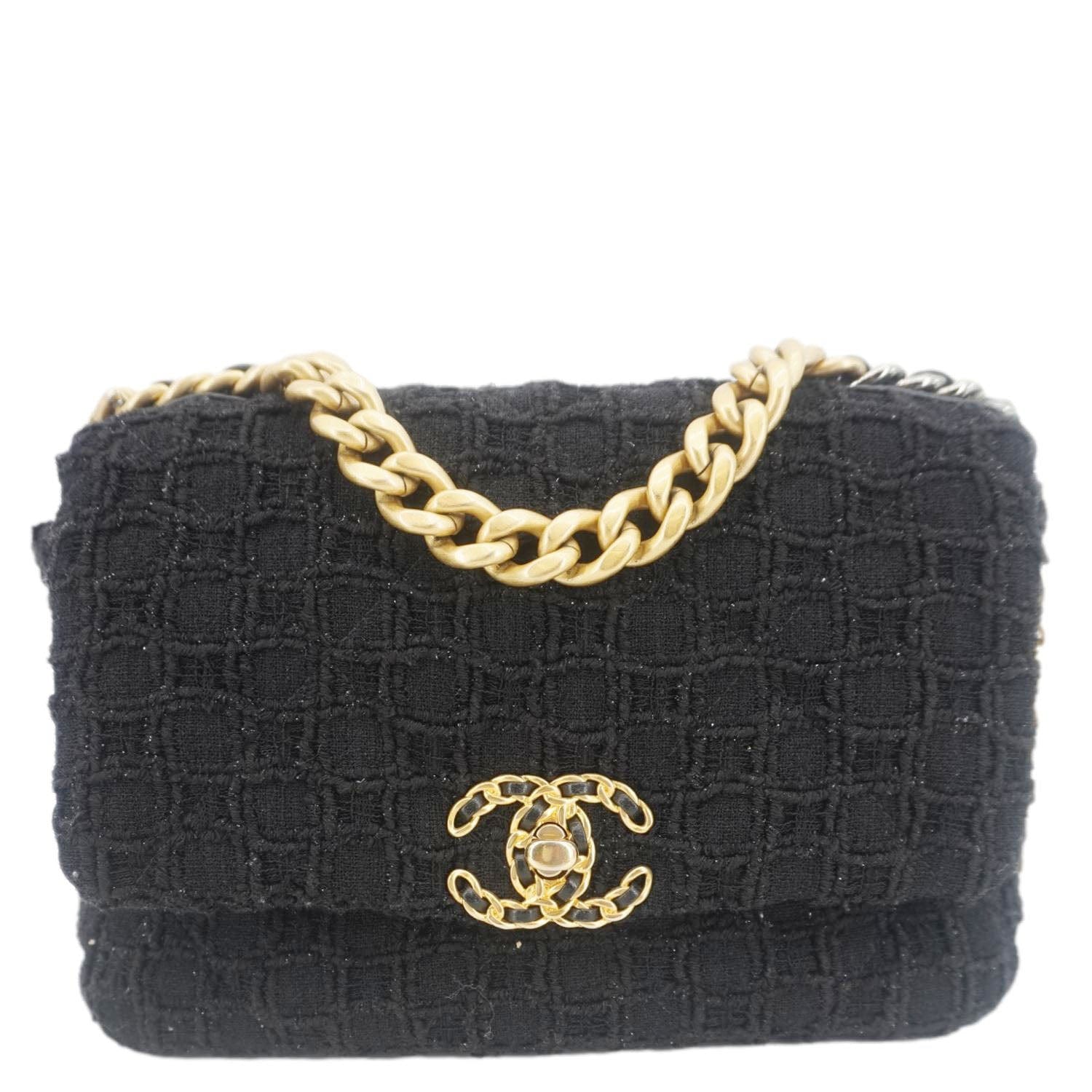 Chanel 19 Flap Tweed Black Travel Bag