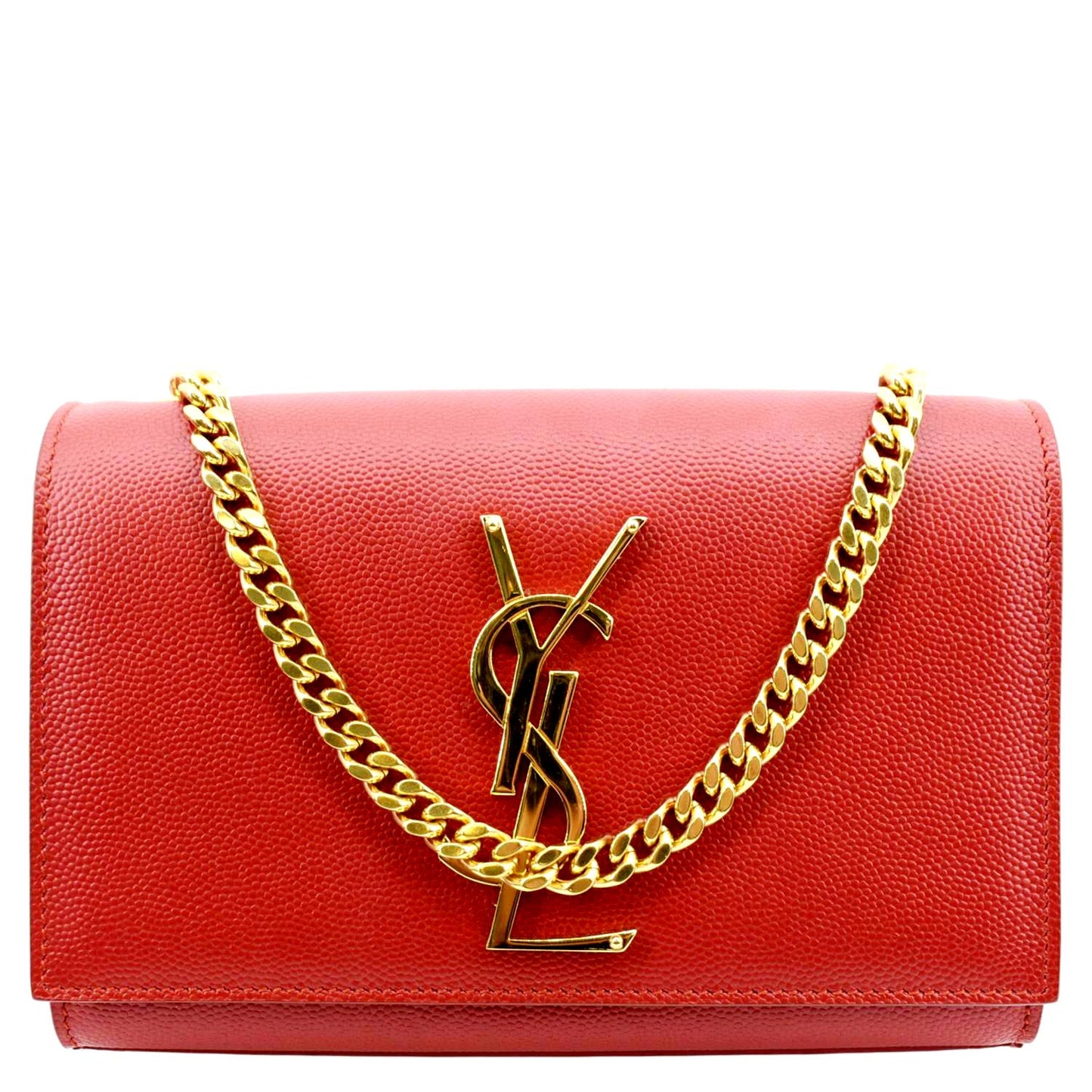 YSL Saint Laurent Saint Kate Grain De Poudre Crossbody Bag Red Small