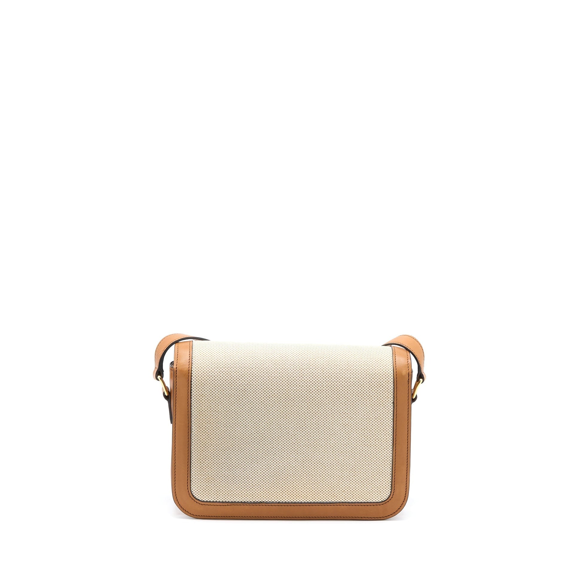 Celine Triomphe Purse Textile Calfskin Handbag White Tan Travel Bag