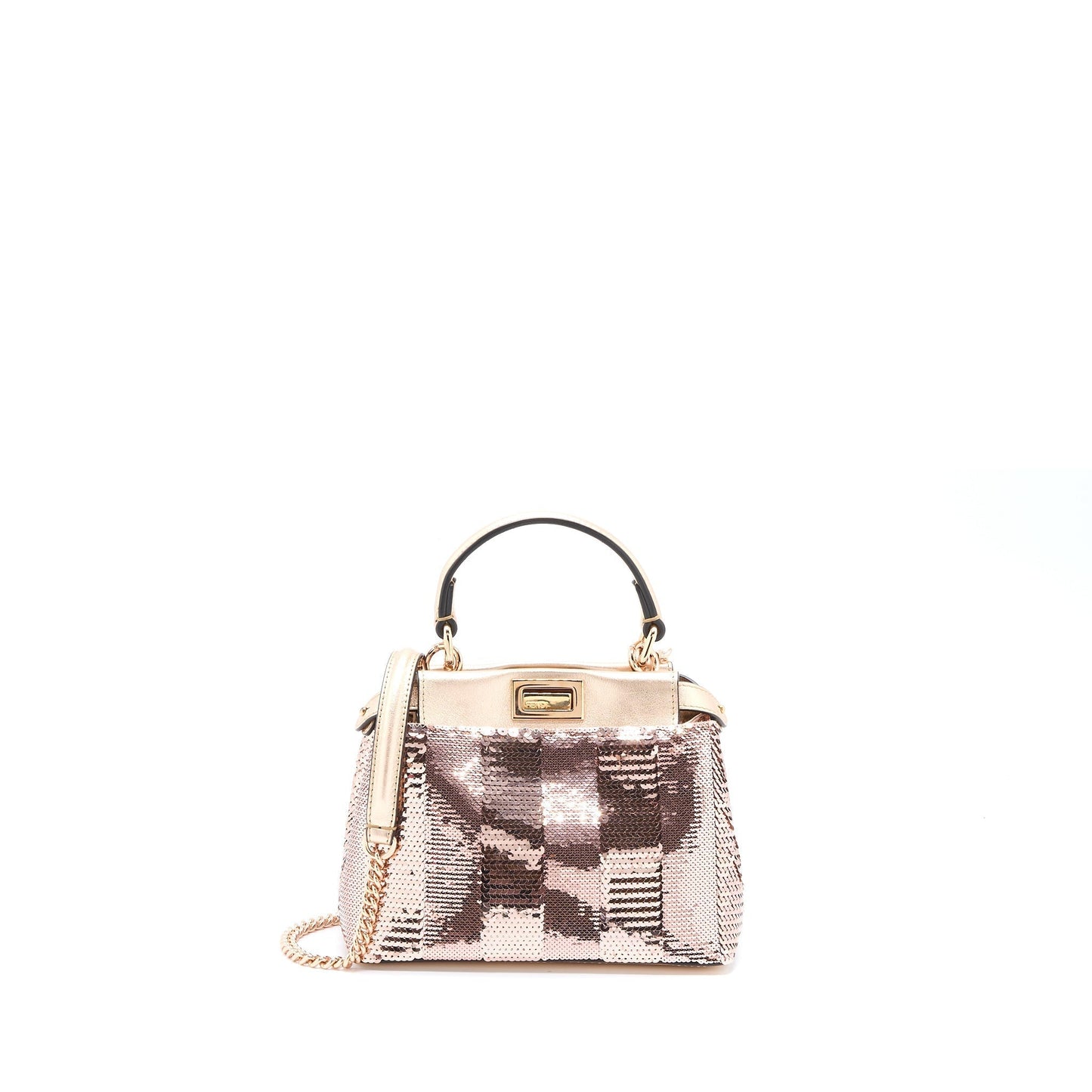 Fendi Peekaboo Sequin Light With Hardware Handbag Leather Pink Mini Travel Bag