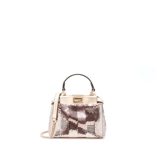 Fendi Peekaboo Sequin Light With Hardware Handbag Leather Pink Mini Travel Bag