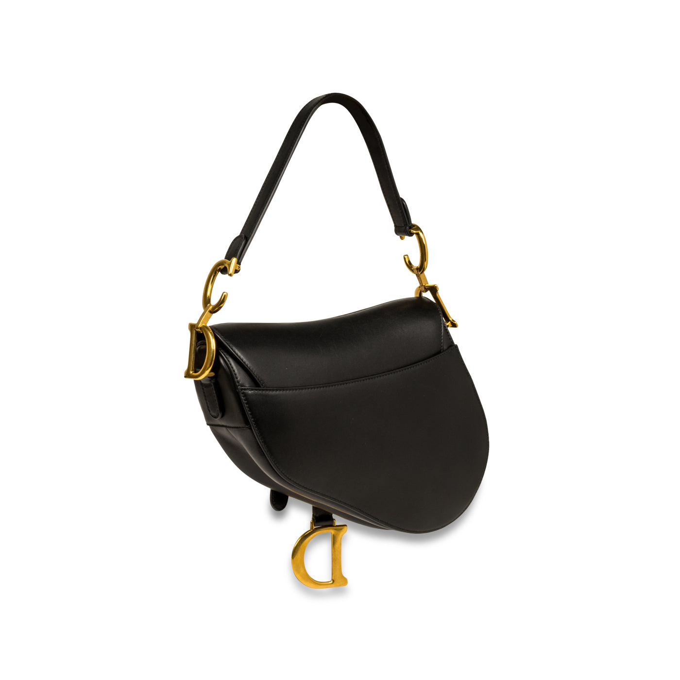 Dior Christian Saddle Bag Leather Black Shoulder Bag