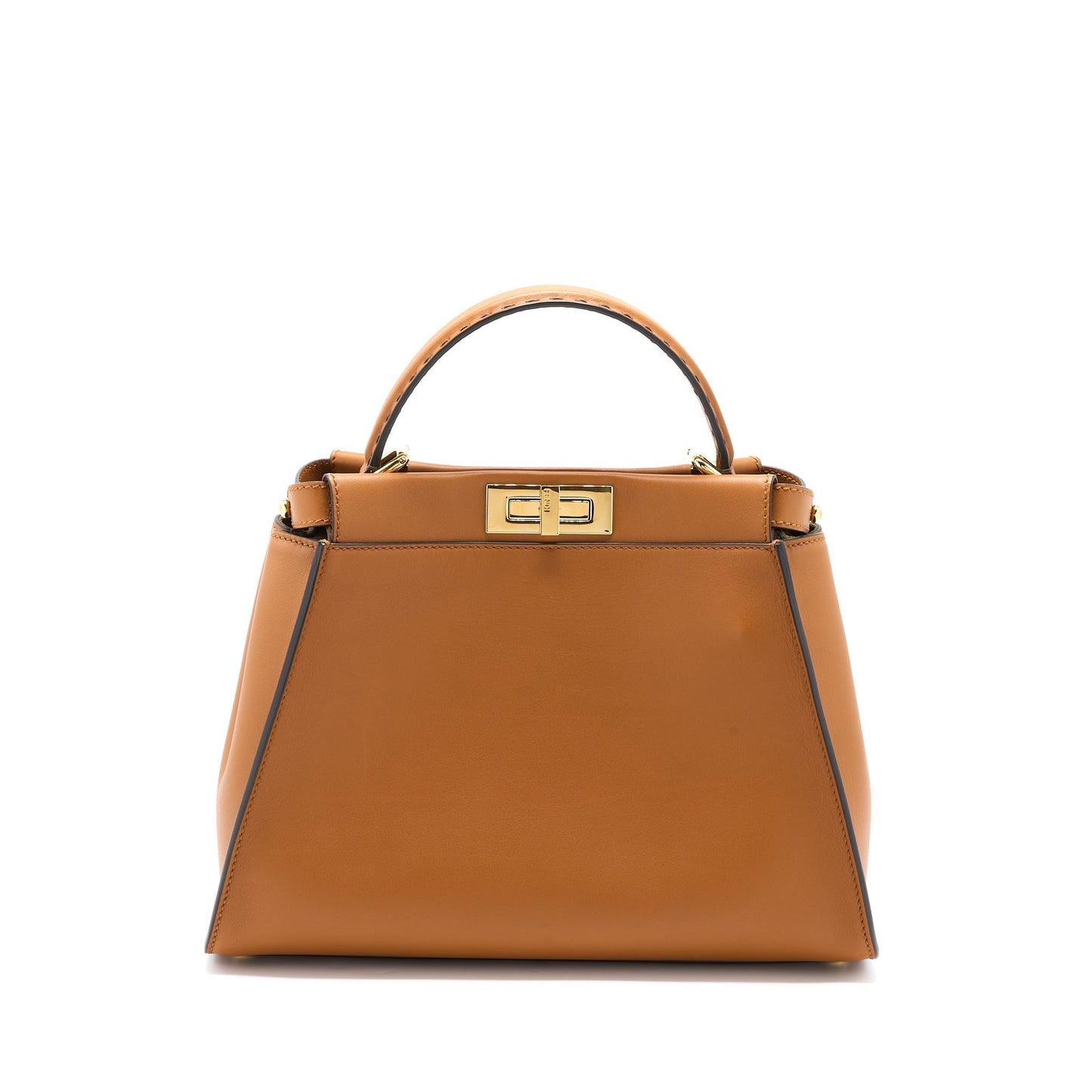 Fendi Peekaboo Purse Calfskin Caramel Medium Travel Bag