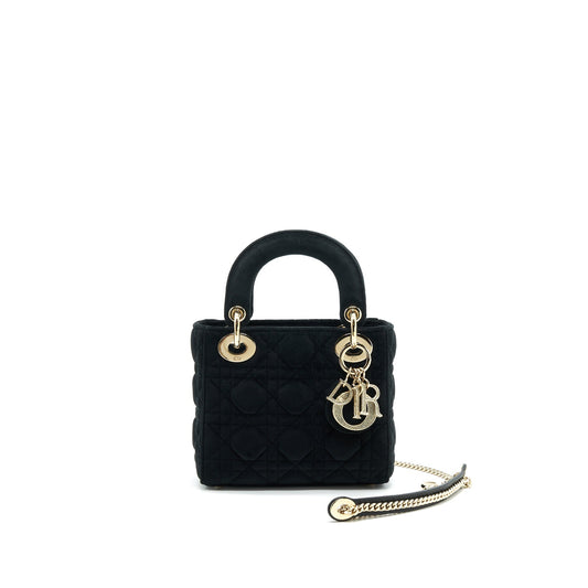 Dior Christian Mini Lady In Velvet With Light Black White Travel Bag
