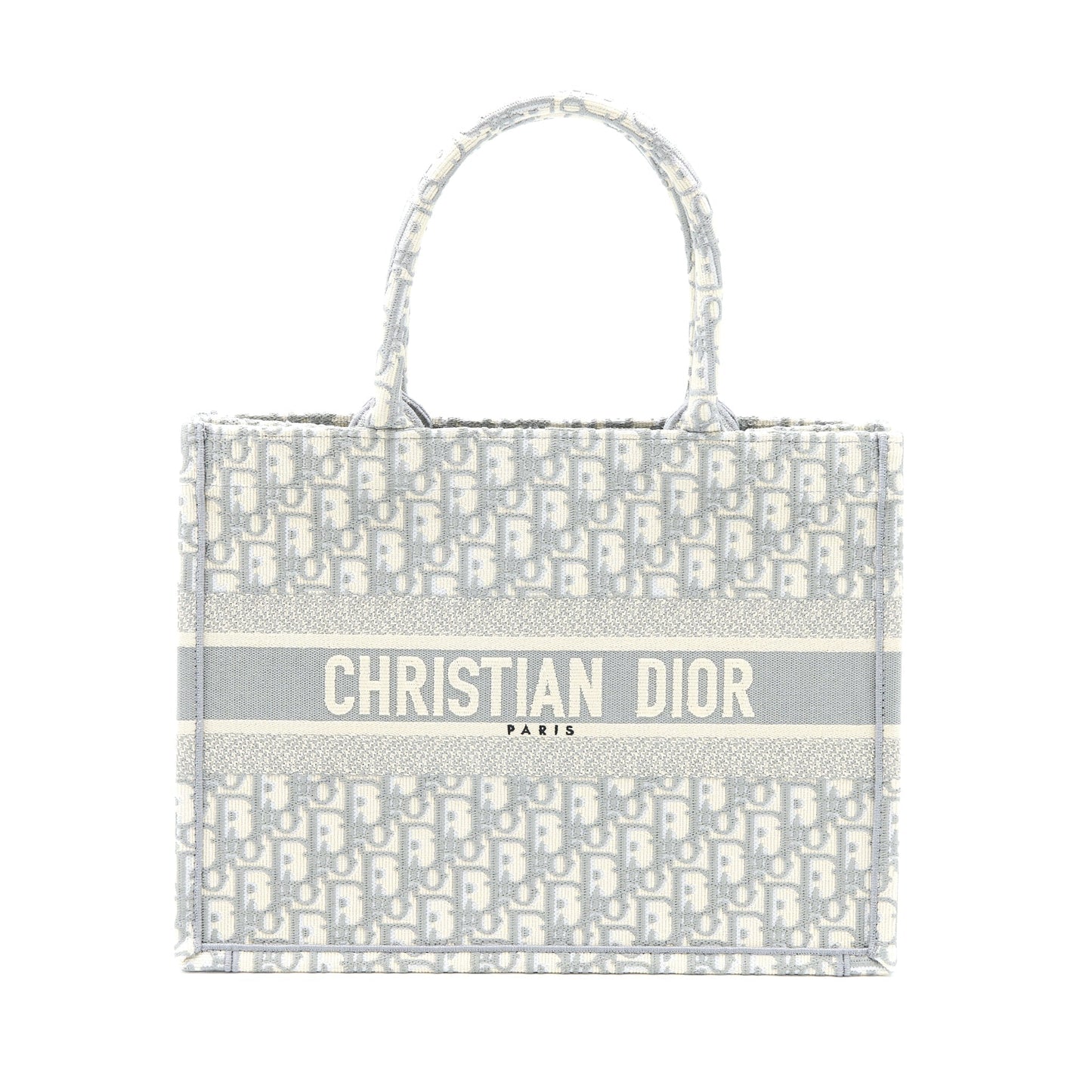 Dior Book Tote Oblique Embroidery Grey Handbag Canvas Medium Tote Bag