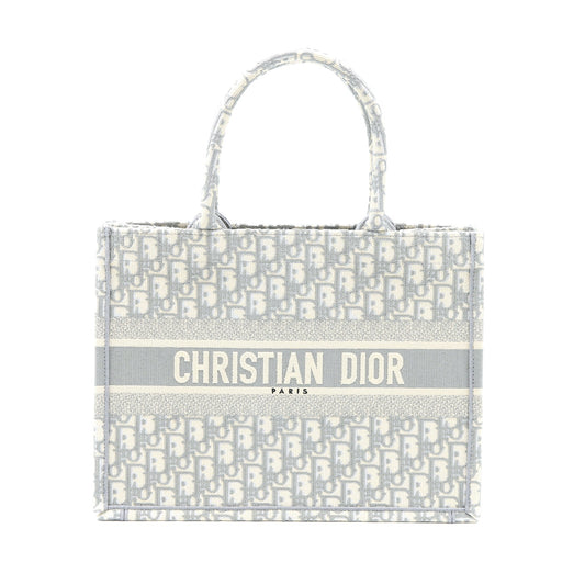 Dior Book Tote Oblique Embroidery Grey Handbag Canvas Medium Tote Bag