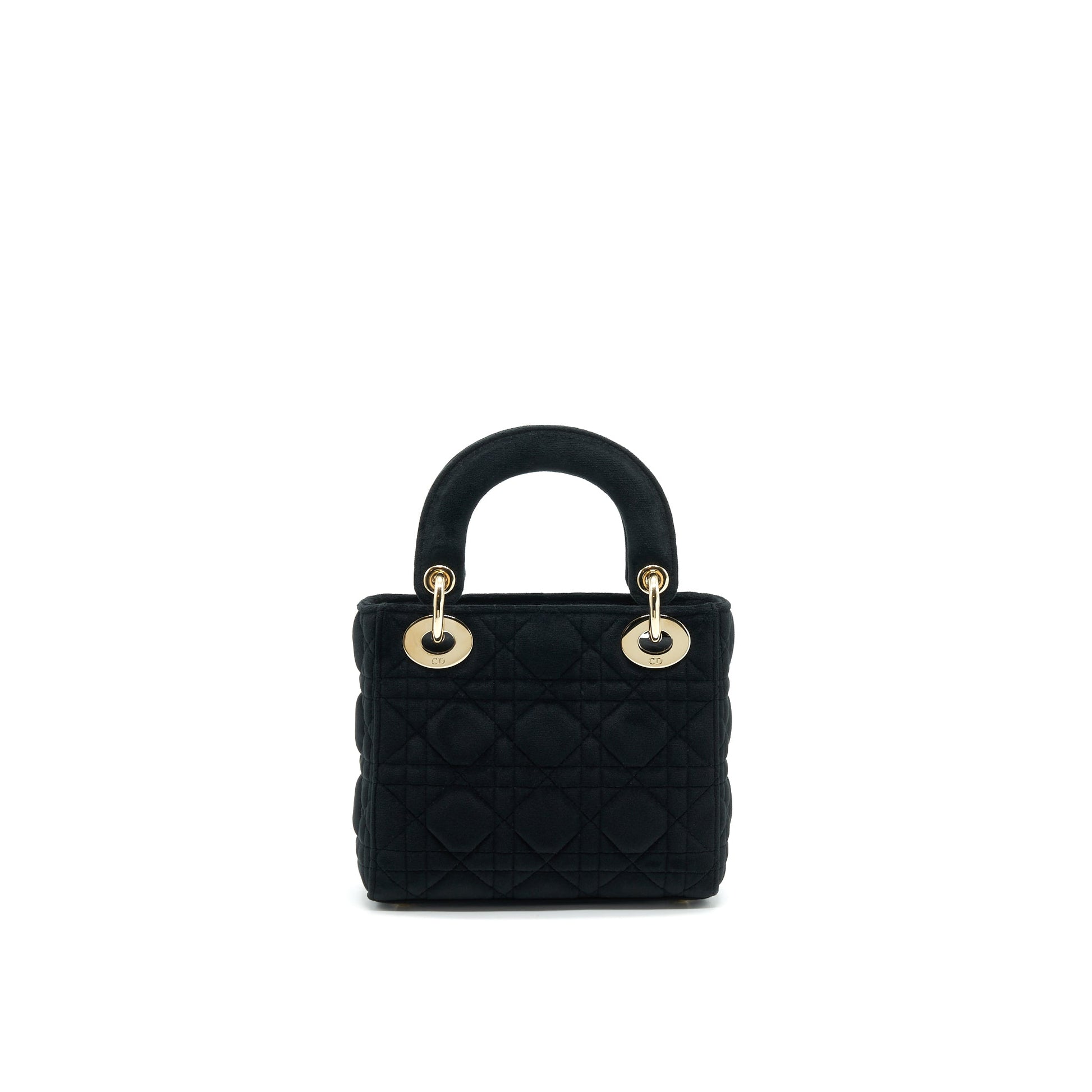 Dior Christian Mini Lady In Velvet With Light Black White Travel Bag