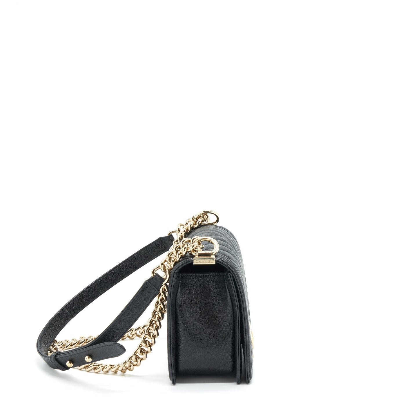 Chanel Boy Chevron Caviar LGHW Black Handbag