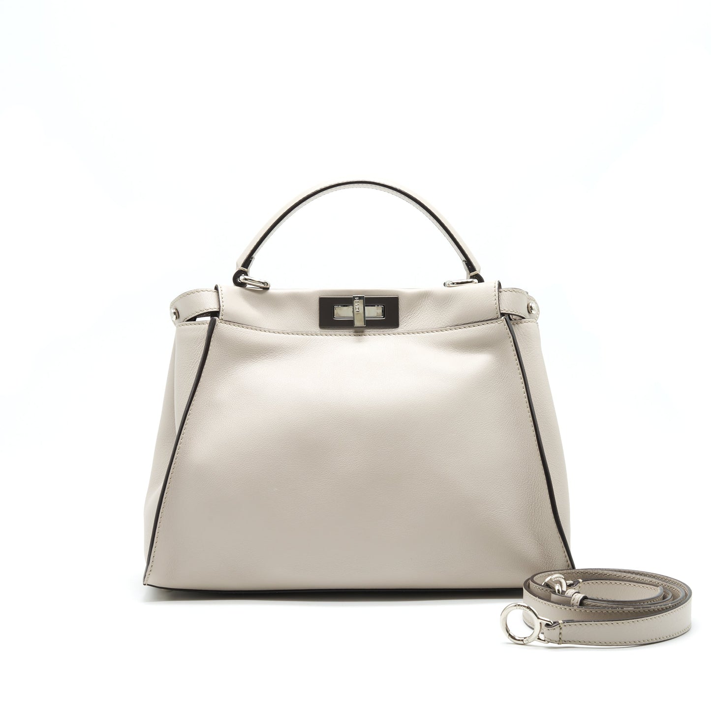 Fendi Peekaboo Purse Light Grey With Gray Medium Travel Bag