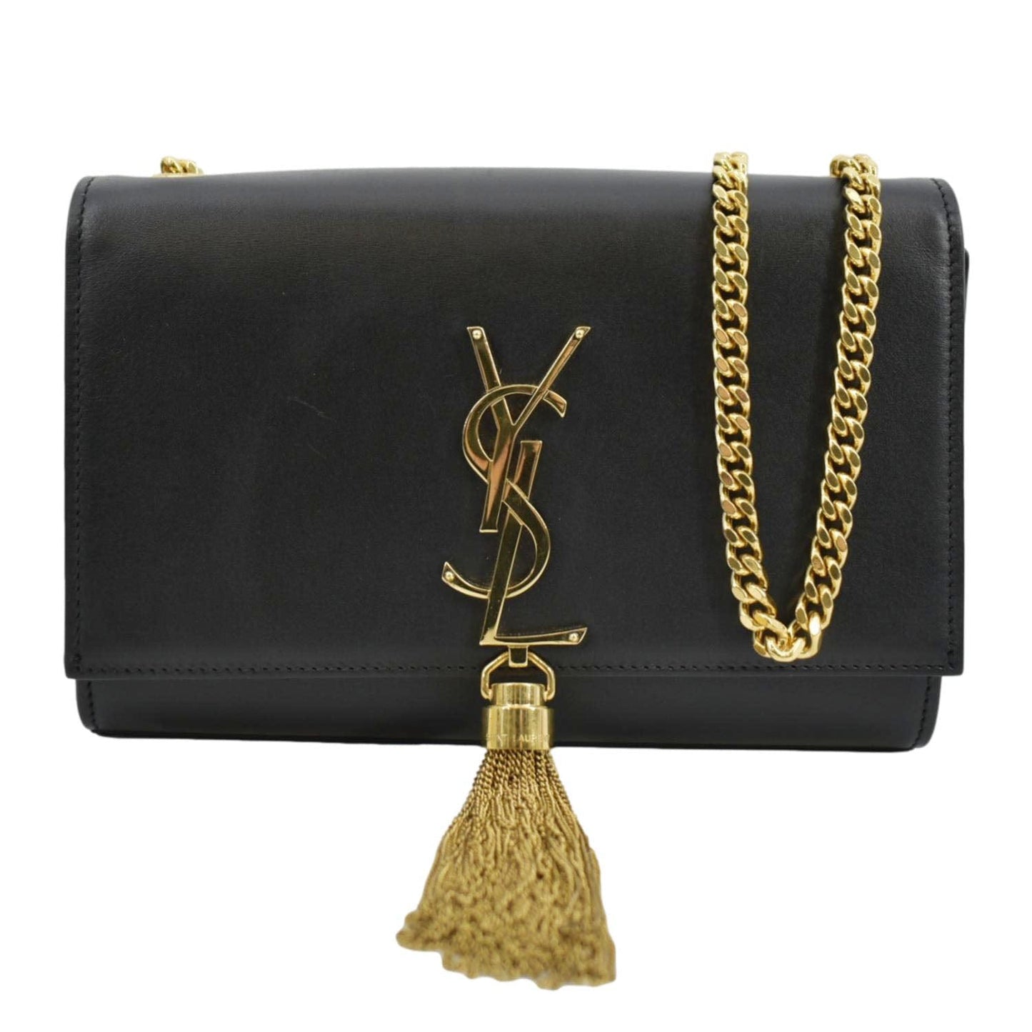 YSL Saint Laurent Yves Kate Tassel Crossbody Bag Leather Black Laurent Kate Tassel