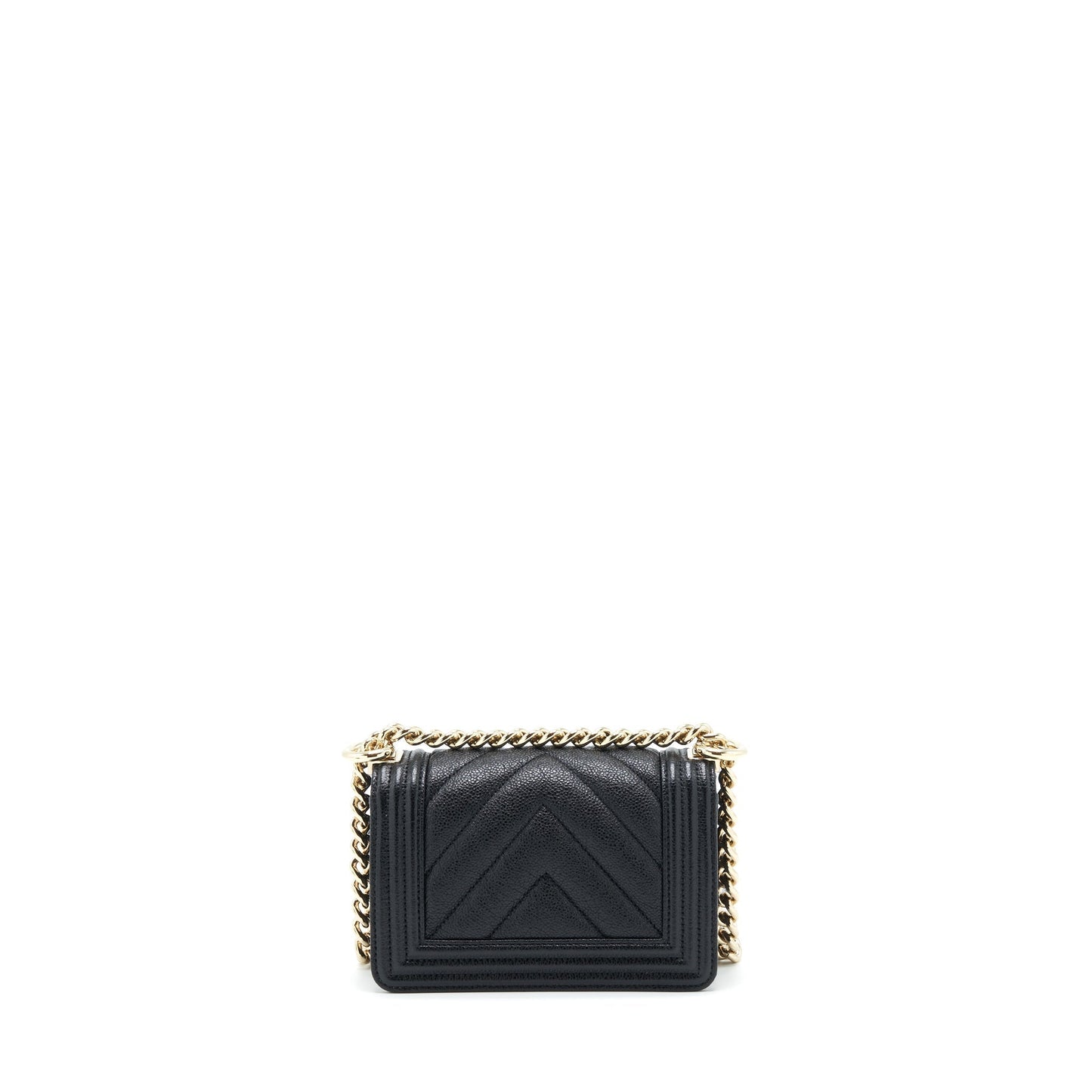 Chanel Chevron Boy Grained Calfskin LGHW Black Mini Bag
