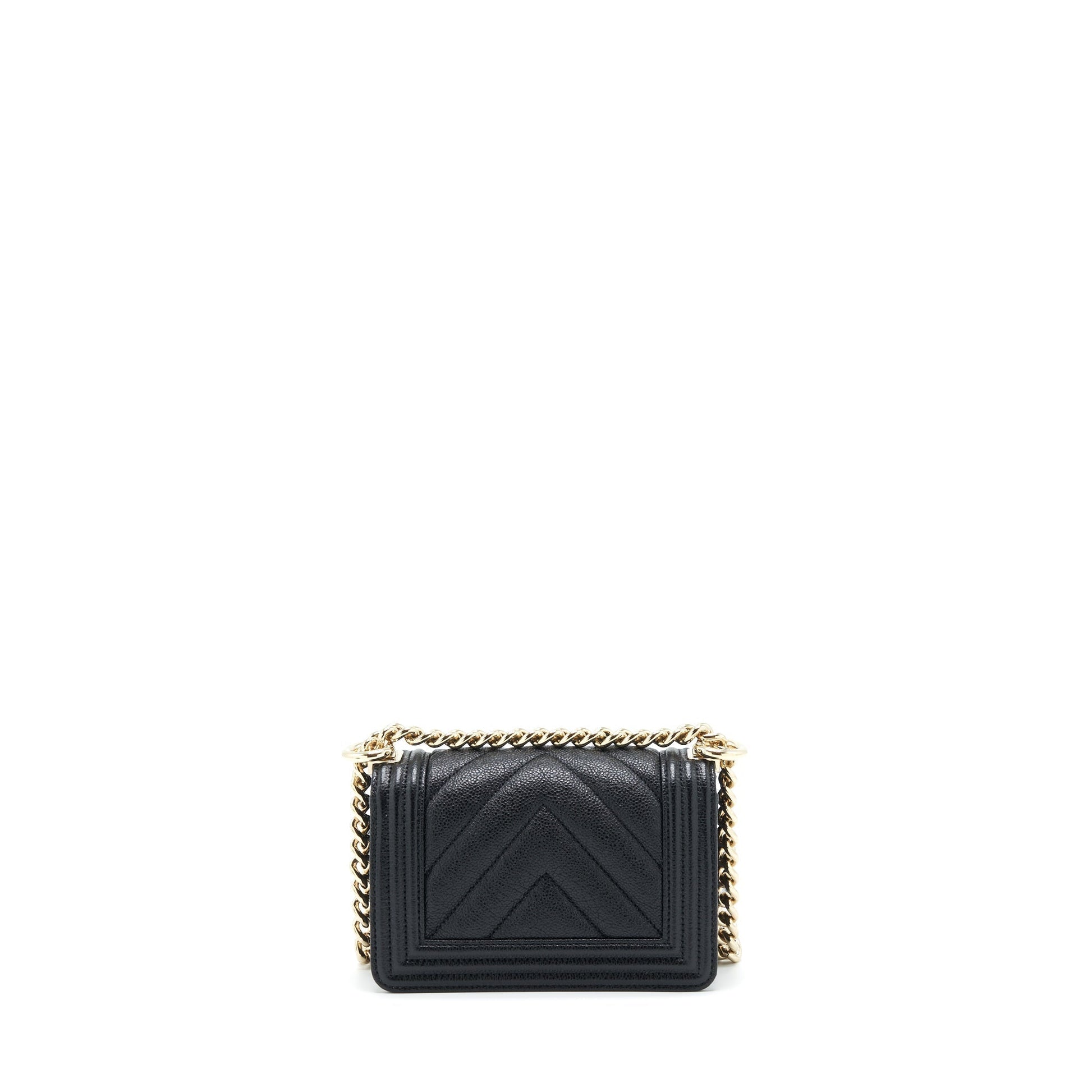 Chanel Chevron Boy Grained Calfskin LGHW Black Mini Bag