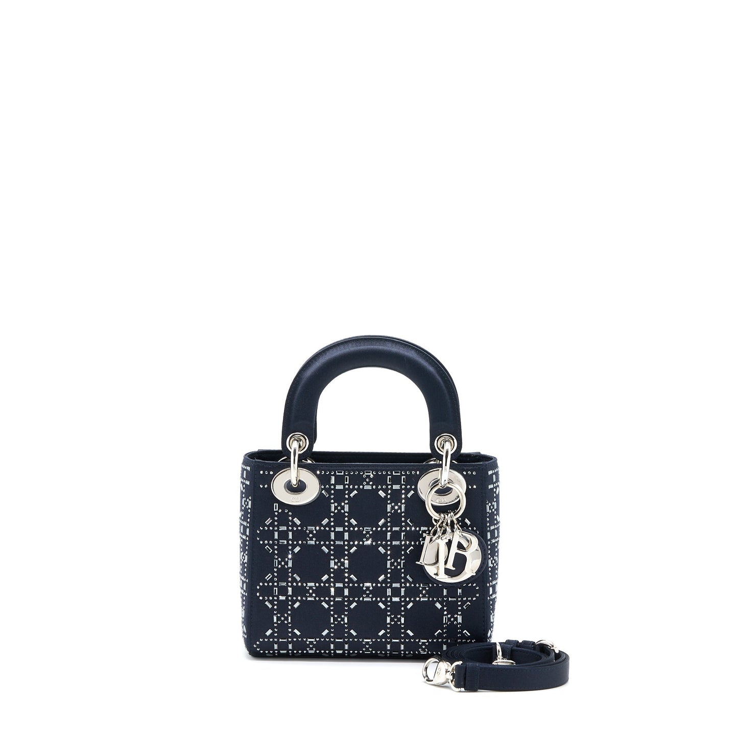 Dior Lady Stain Crystal Cannage Dark Handbag Blue Mini Travel Bag
