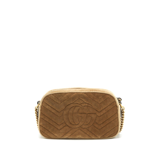 Gucci Marmont Camera Bag Velvet Gold Tan Travel Bag