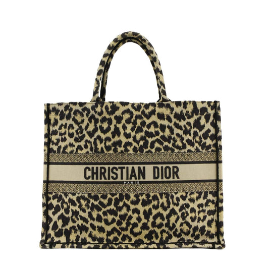 Dior Leopard Book Mizza Embroidered Tote Bag Beige Bag Beige