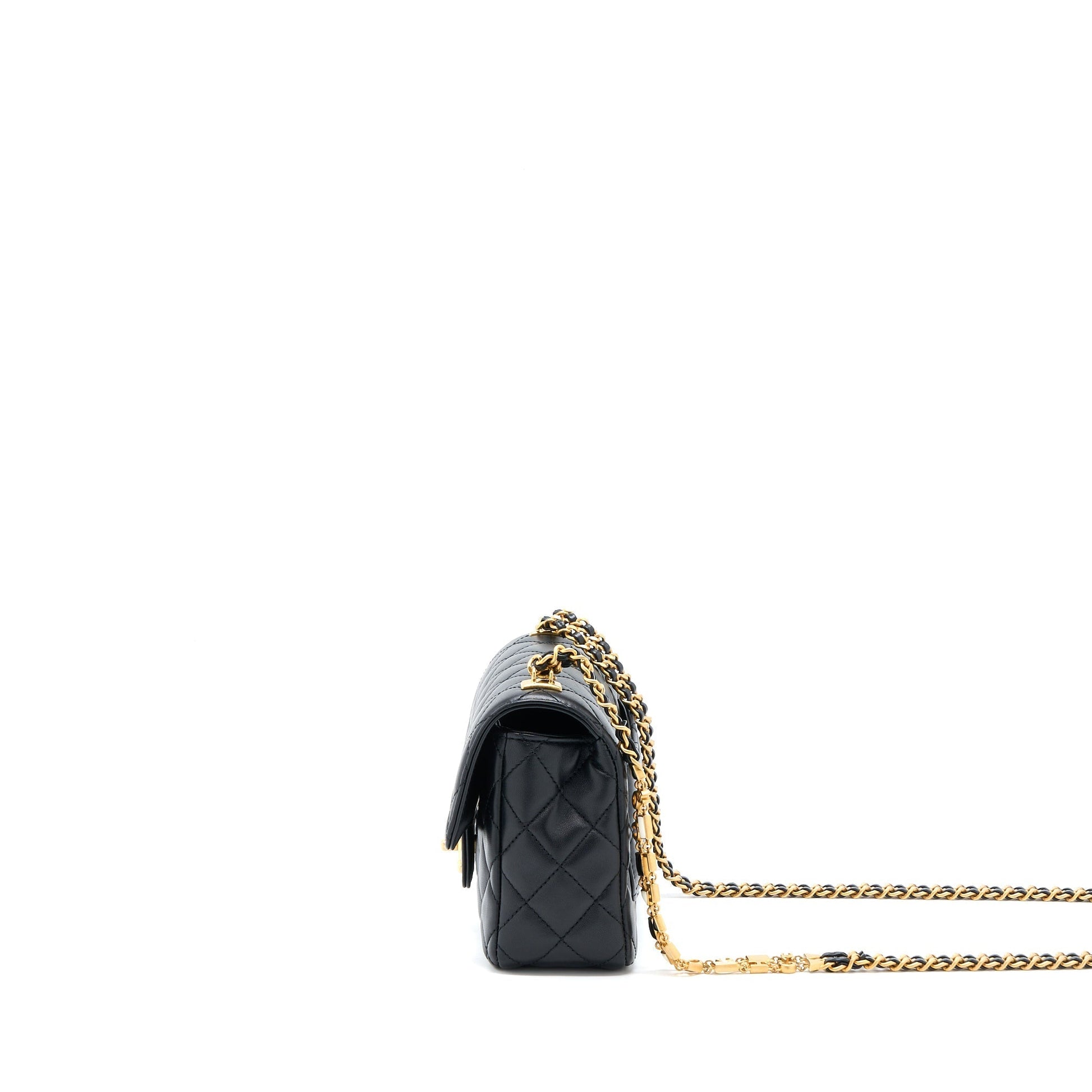 Chanel Seasonal Flap Detail Lambskin Brushed GHW Black Shoulder Bag