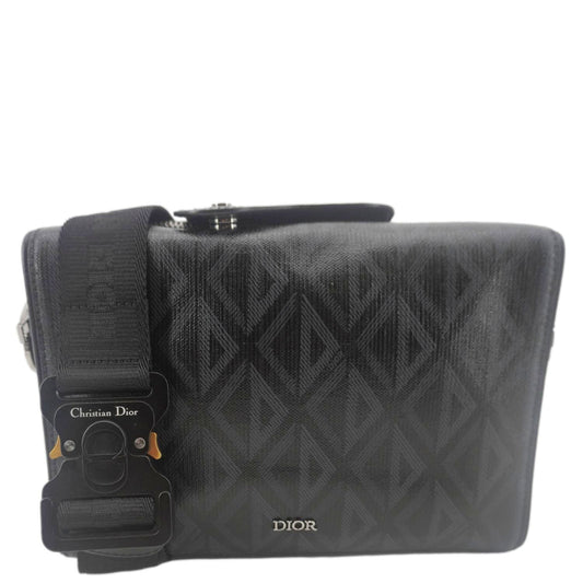 Dior Lingot Cd Diamond Messenger Bag Canvas Black Travel Bag