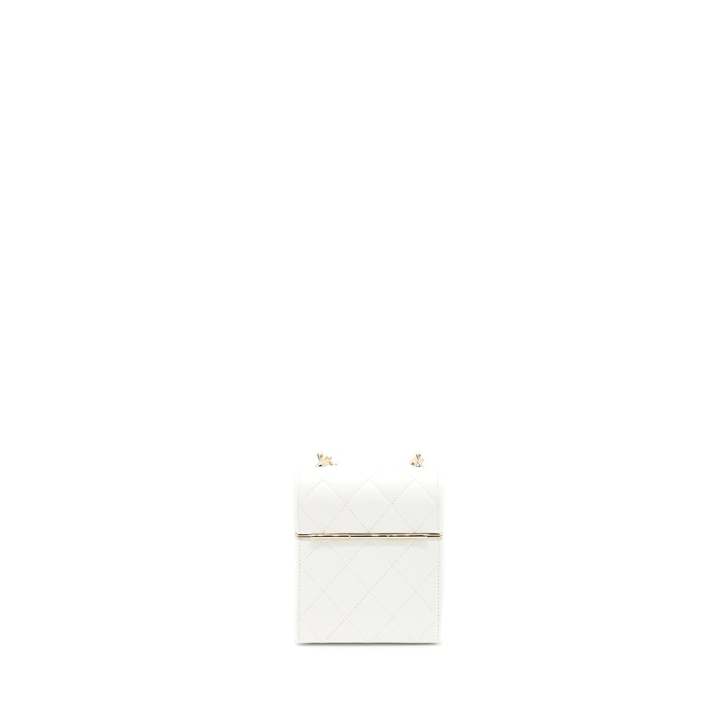 Chanel 22P Quilted Box Vanity Lambskin LGHW White Mini Bag