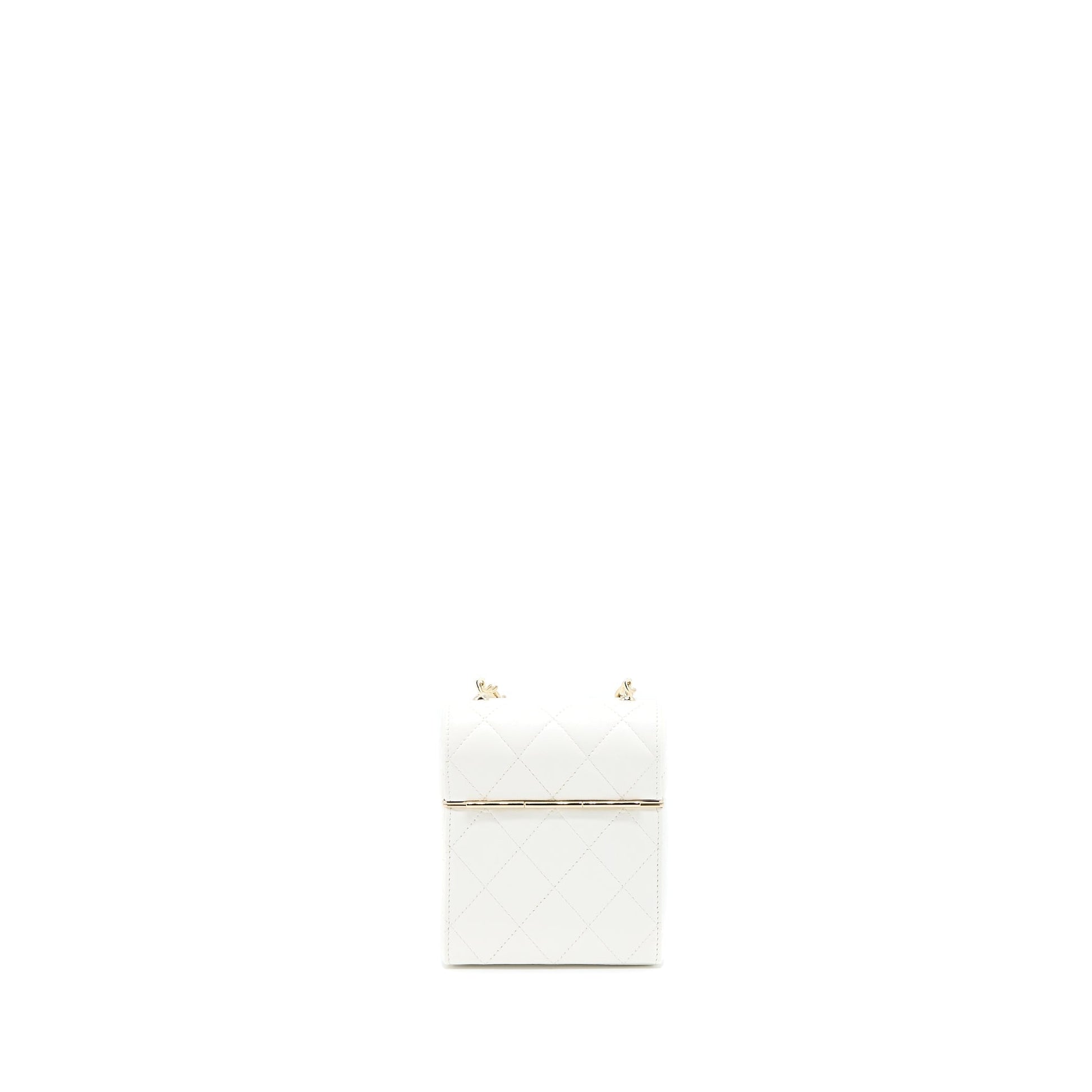 Chanel 22P Quilted Box Vanity Lambskin LGHW White Mini Bag