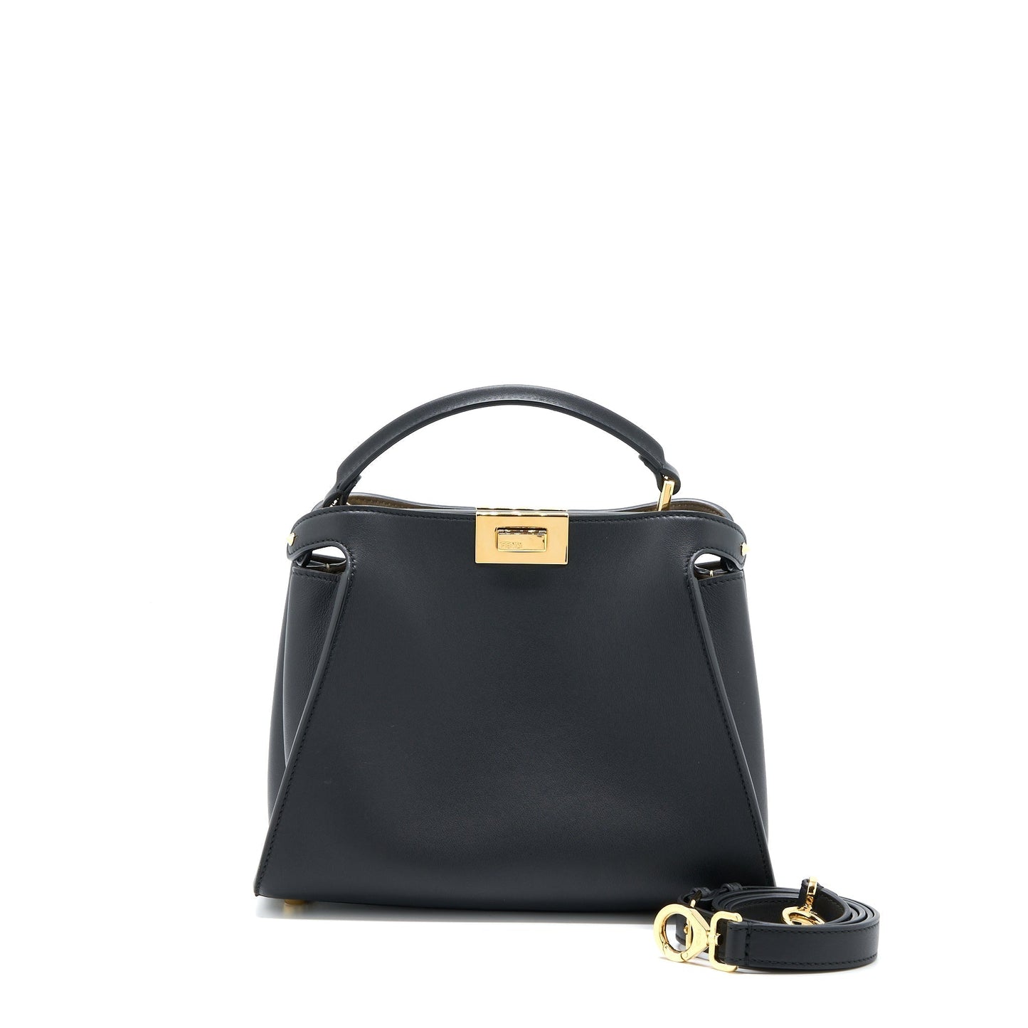Fendi Peekaboo Iconic Purse Calfskin Black Small Travel Bag