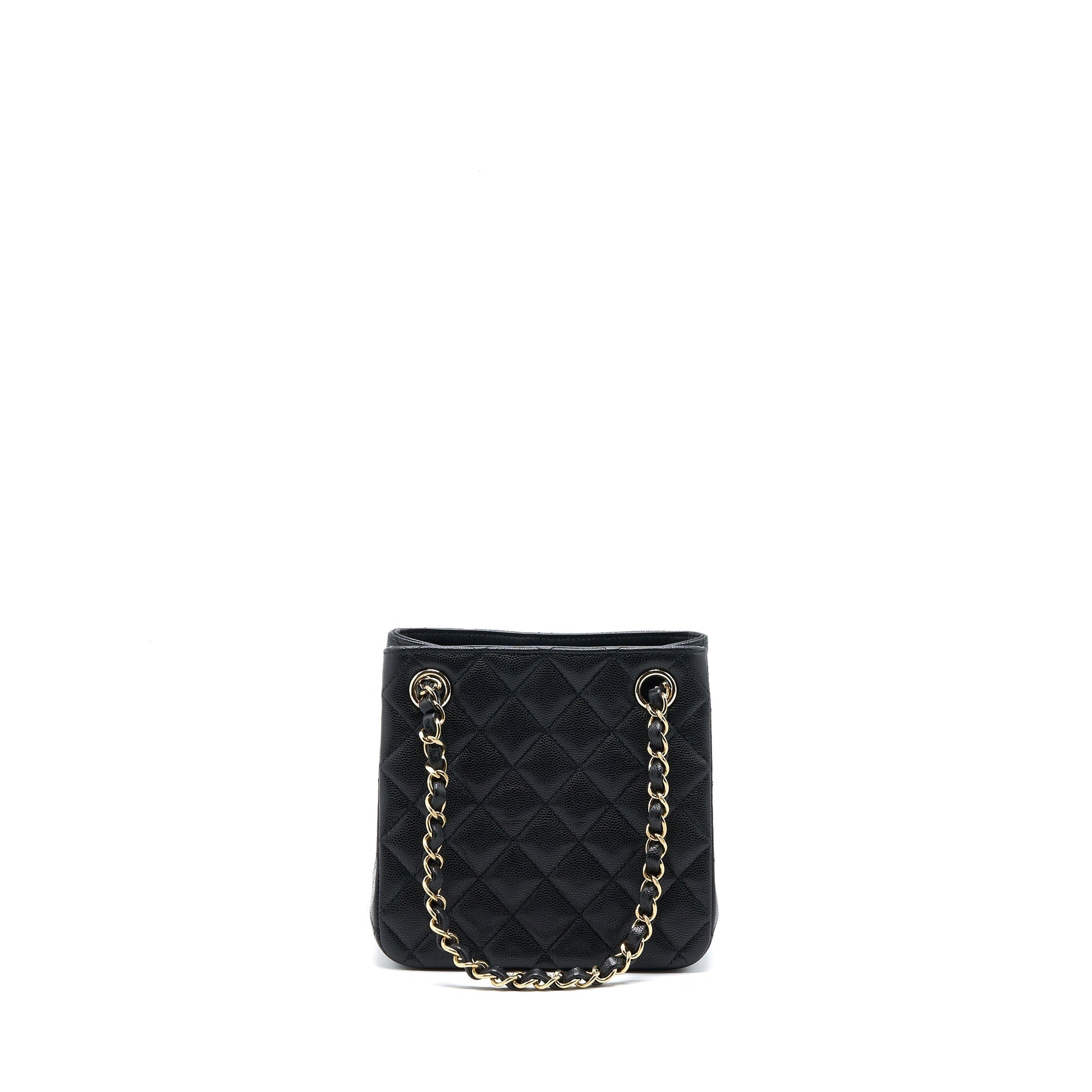 Chanel Bucket Caviar LGHW Microchip Black Tote Bag